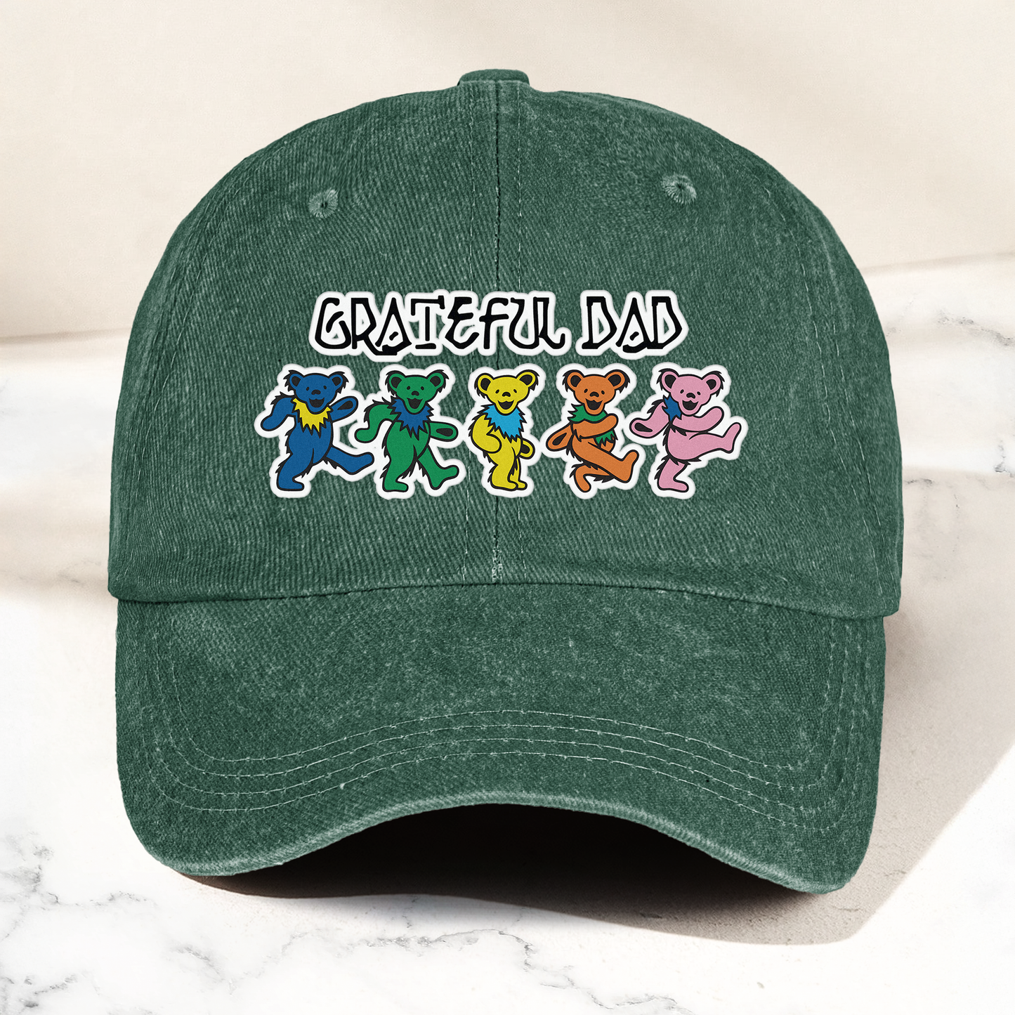 Grateful Dad Denim Cap – Dancing Bears Retro Music Dad Hat (With Box)