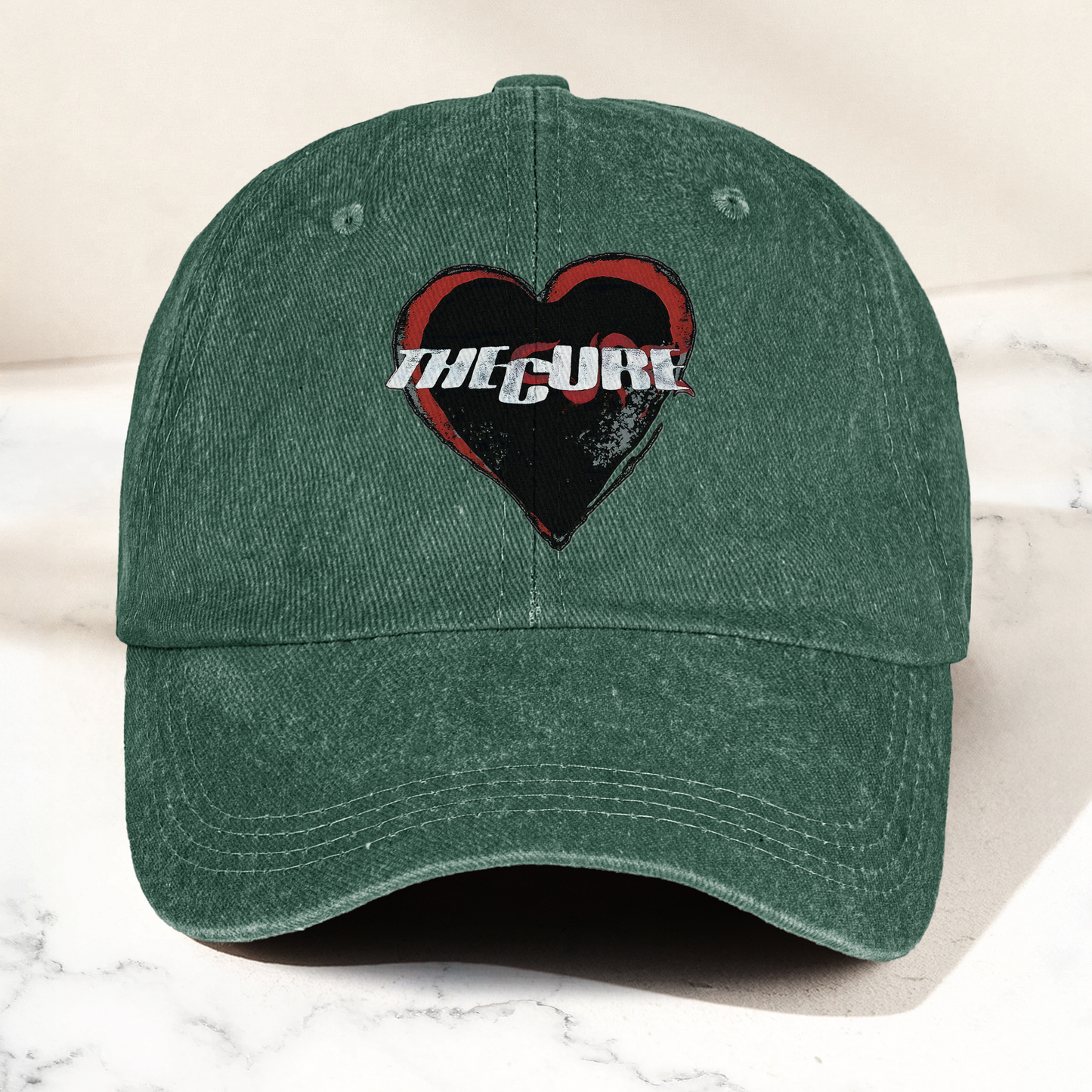 The Cure Heart Logo Denim Cap – Vintage The Cure Band Album Merch Gift for Dad (With Box)