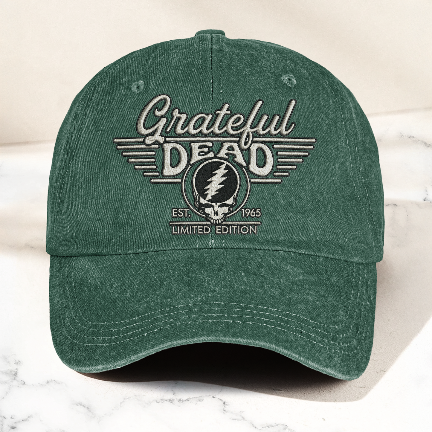 Grateful Dead Steal Your Face Est 1965 Denim Cap – Retro Vintage Dad Cap Gift For Dad (With Box)