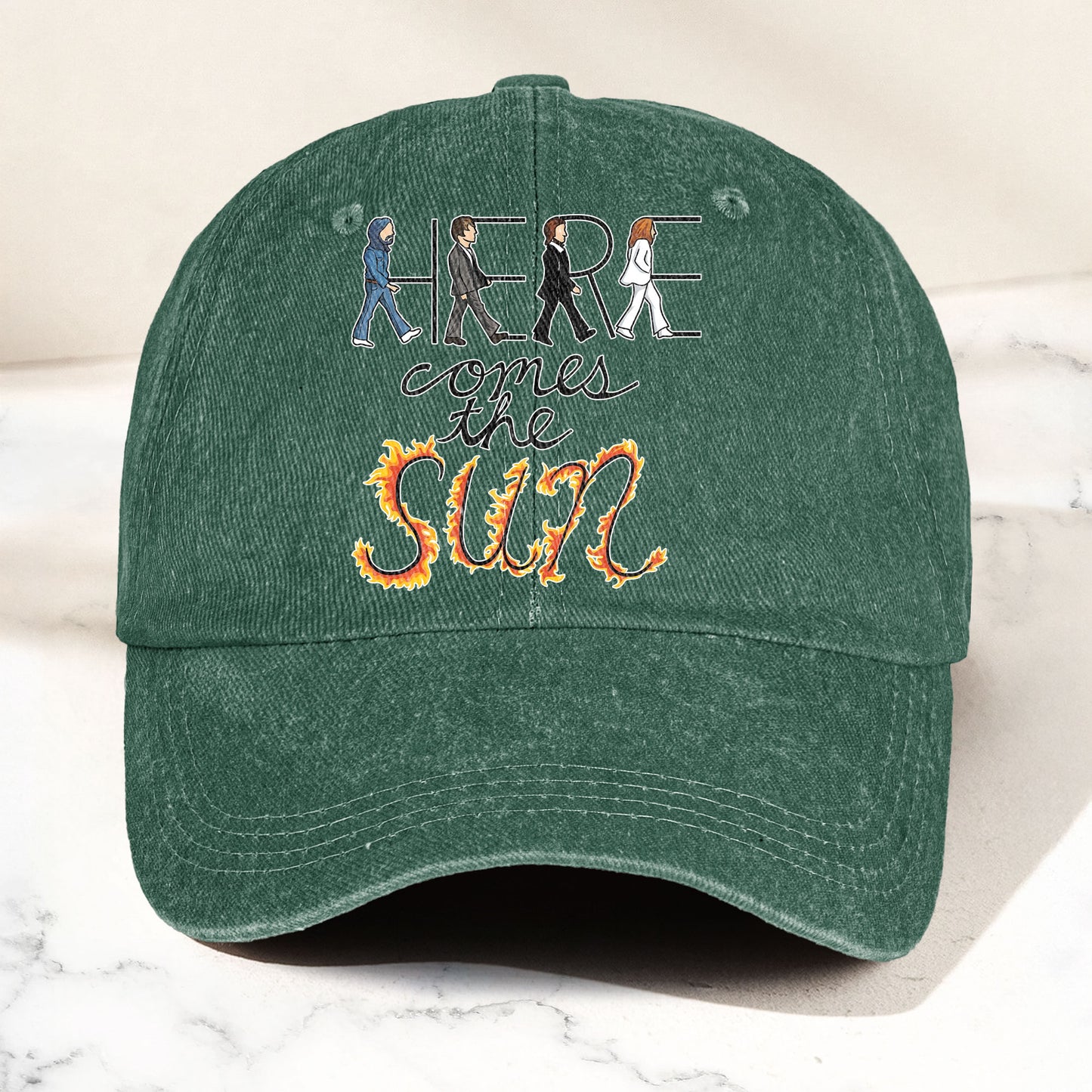 Here Comes the Sun Denim Cap – Retro The Beatles Tribute Merch Dad Hat (With Box)