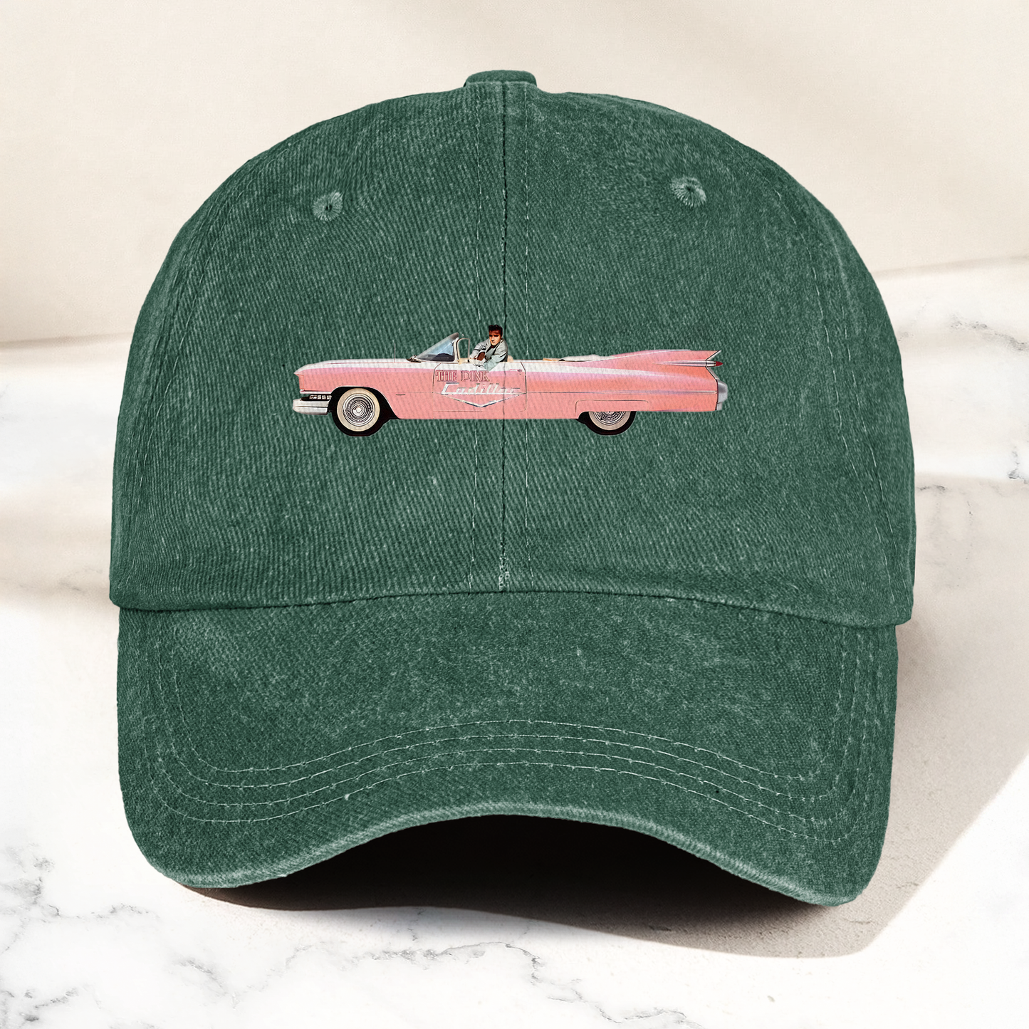 Elvis Presley The Pink Car Denim Cap – Vintage Elvis Presley Merch Gift for Dad (With Box)