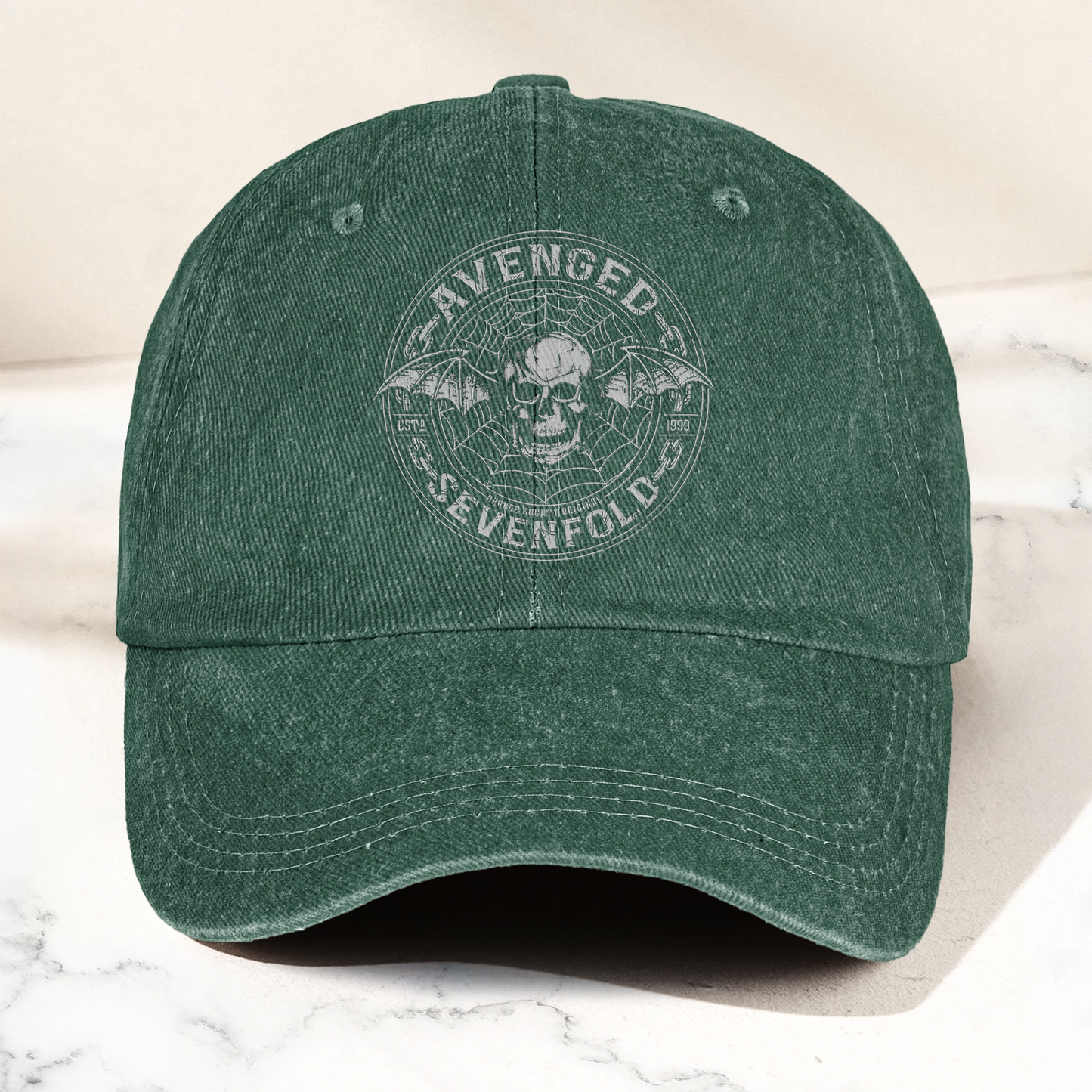 Avenged Sevenfold Deathbat Logo Denim Cap – Retro Vintage Dad Cap Gift For Dad (With Box)