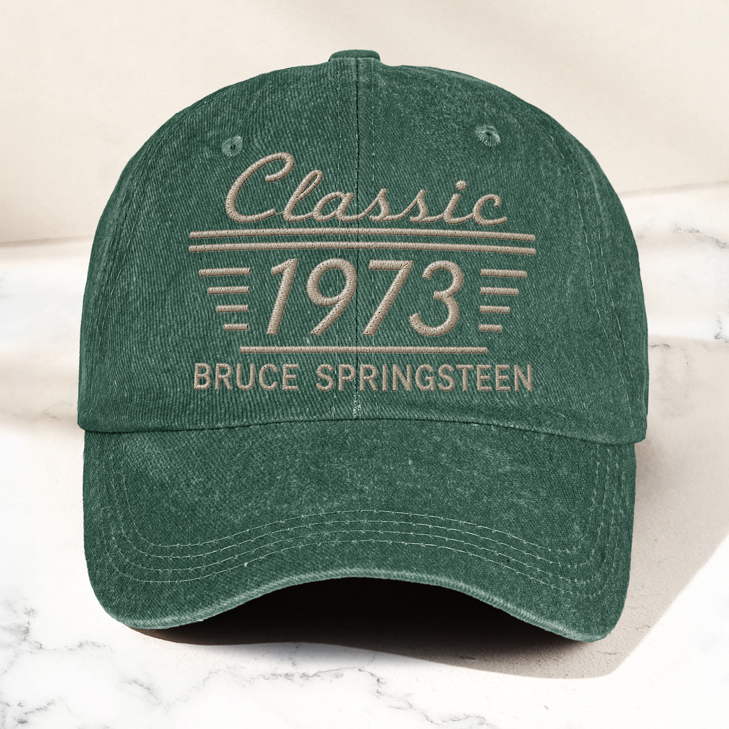 Bruce Springsteen Classic 1973 Est Heartland Rock Band Music Merch Graphic Denim Cap – Retro Vintage Dad Cap Gift For Dad (With Box)