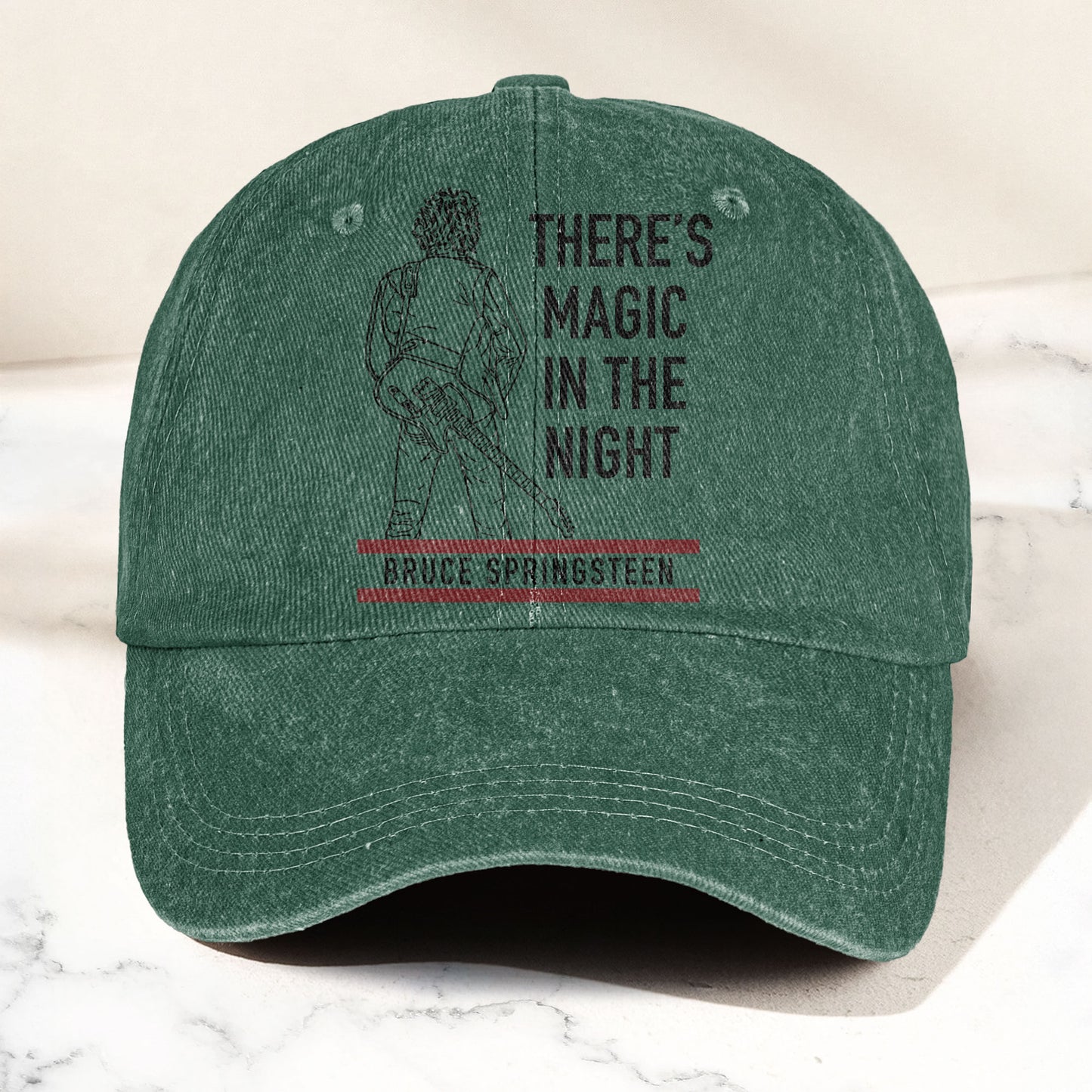 Bruce Springsteen Magic In The Night Black Version Denim Cap - Retro Vintage Dad Cap Gift For Dad (With Box)