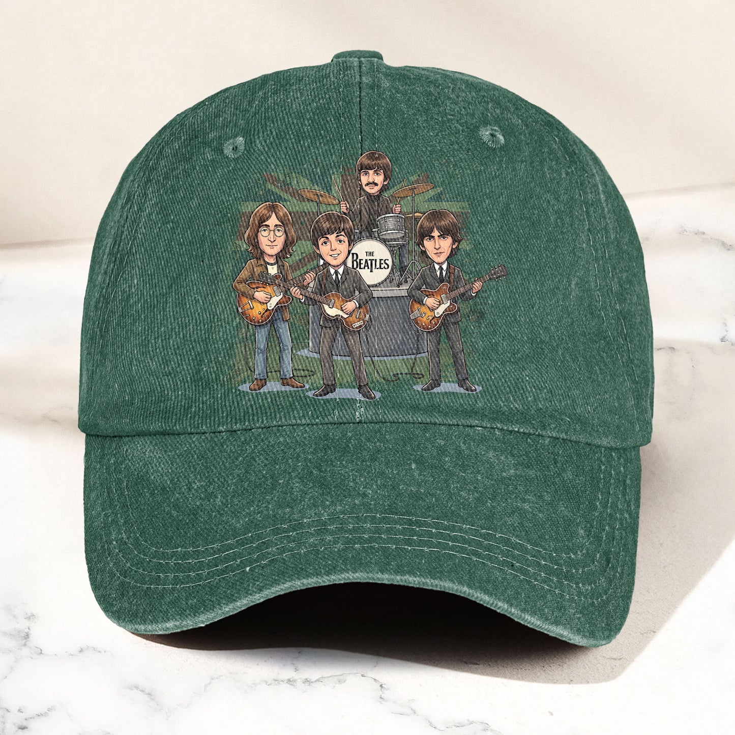 The Beatles And Their Instruments Cartoon Denim Cap – Retro Music Fan Cap Gift For Dad (With Box)