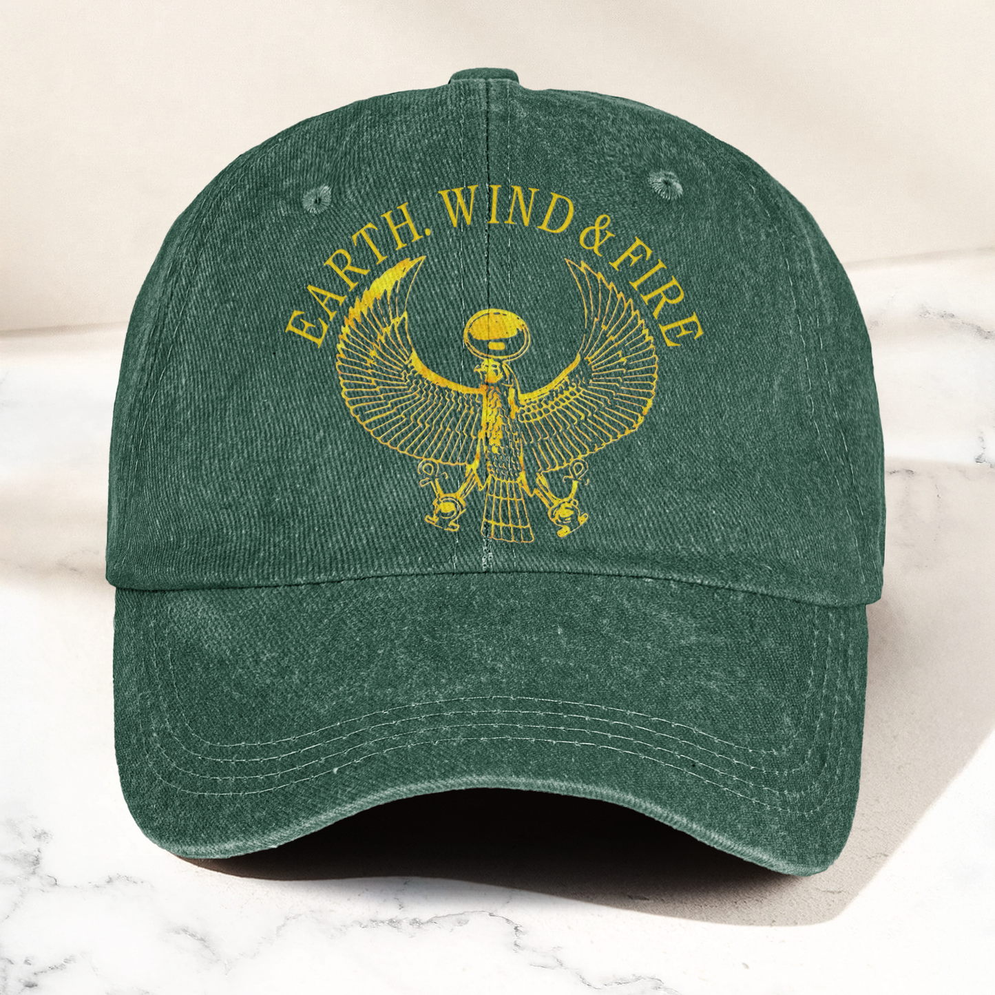 Earth Wind Fire Vintage Gold Egyptian Falcon Logo Denim Cap – Retro Vintage Dad Cap Gift For Dad (With Box)