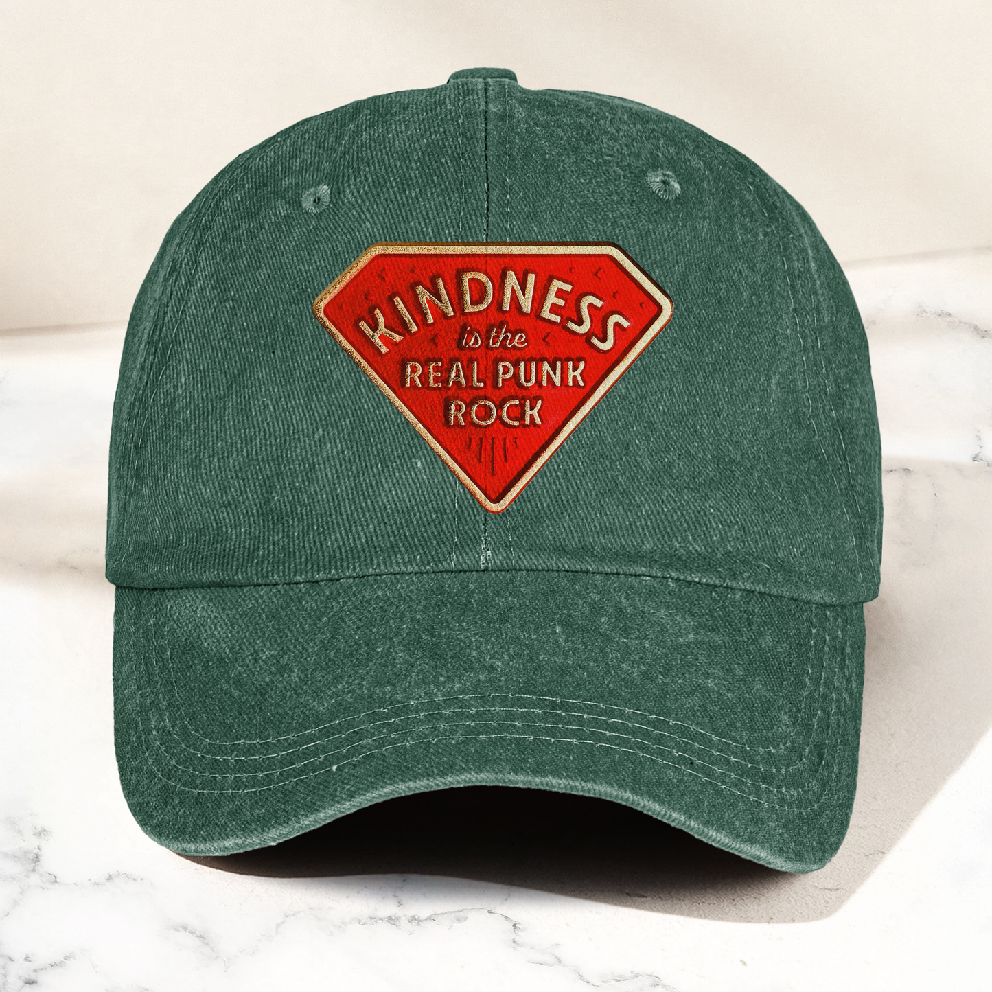 Kindness is the Real Punk Rock Denim Cap – Retro Punk Rock Music Fan Cap Gift For Dad (With Box)