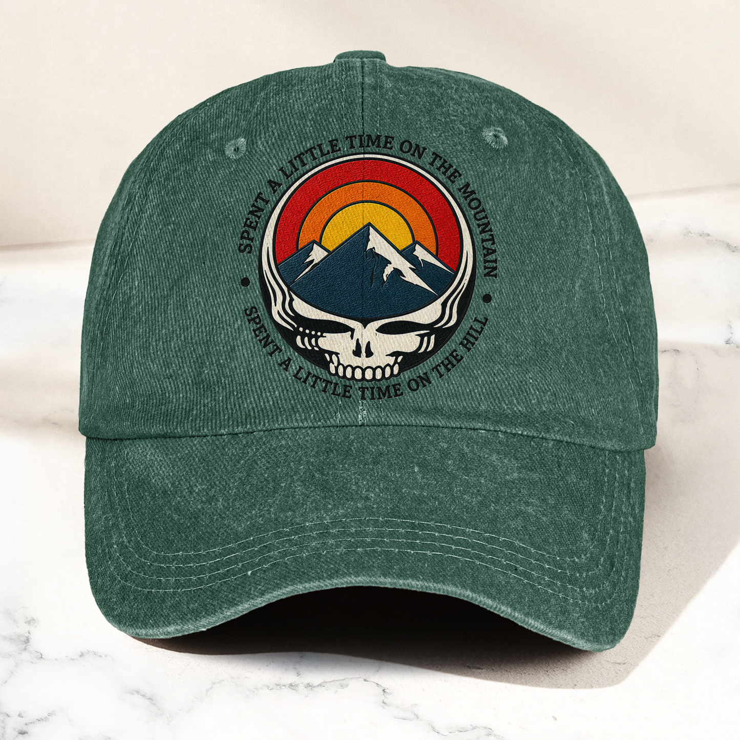 Grateful Dead Stealie Franklin's Tower Spent A Little Time On The Mountain Music Merch Denim Cap – Retro Vintage Dad Cap Gift For Dad (With Box)