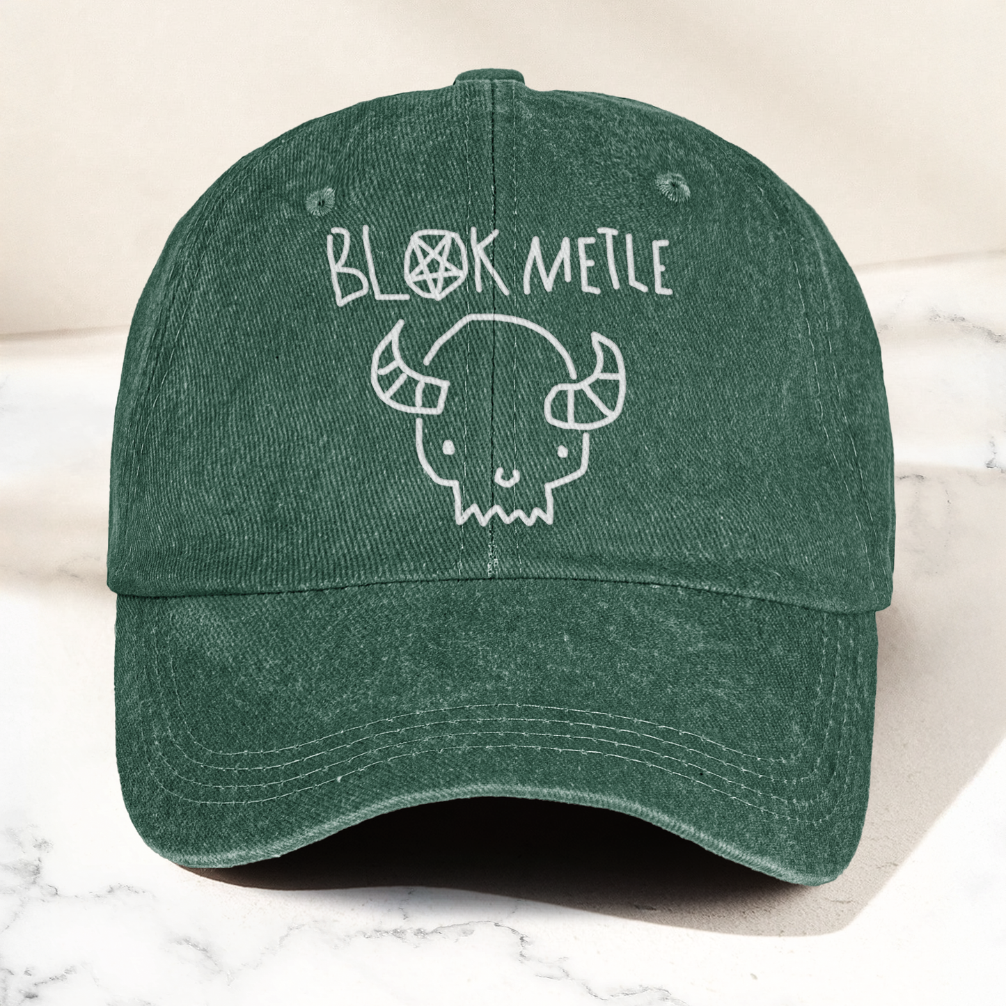 Death Metal Skull Blak Metle Denim Cap – Heavy Metal Emo Dad Cap Gift For Dad (With Box)