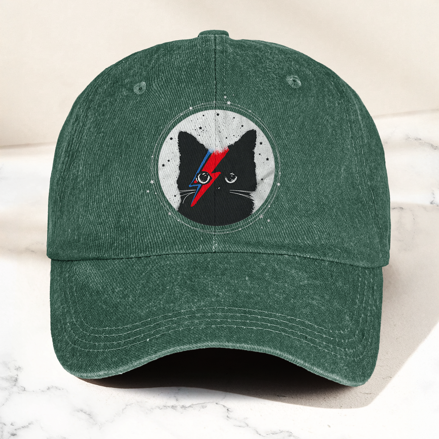 Ziggy Stardust Cat David Bowie Vintage Denim Cap – Retro Music David Bowie Cap Gift For Dad (With Box)