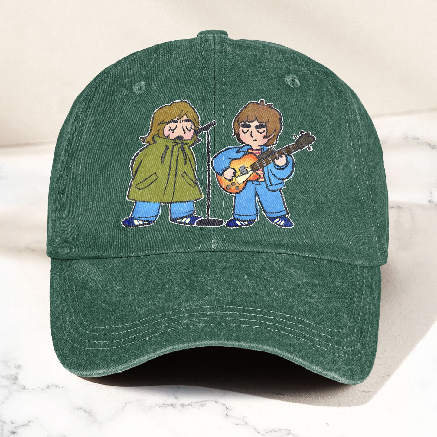 Noel & Liam Gallagher Oasis Denim Cap – Vintage Oasis Merch Gift for Dad (With Box)