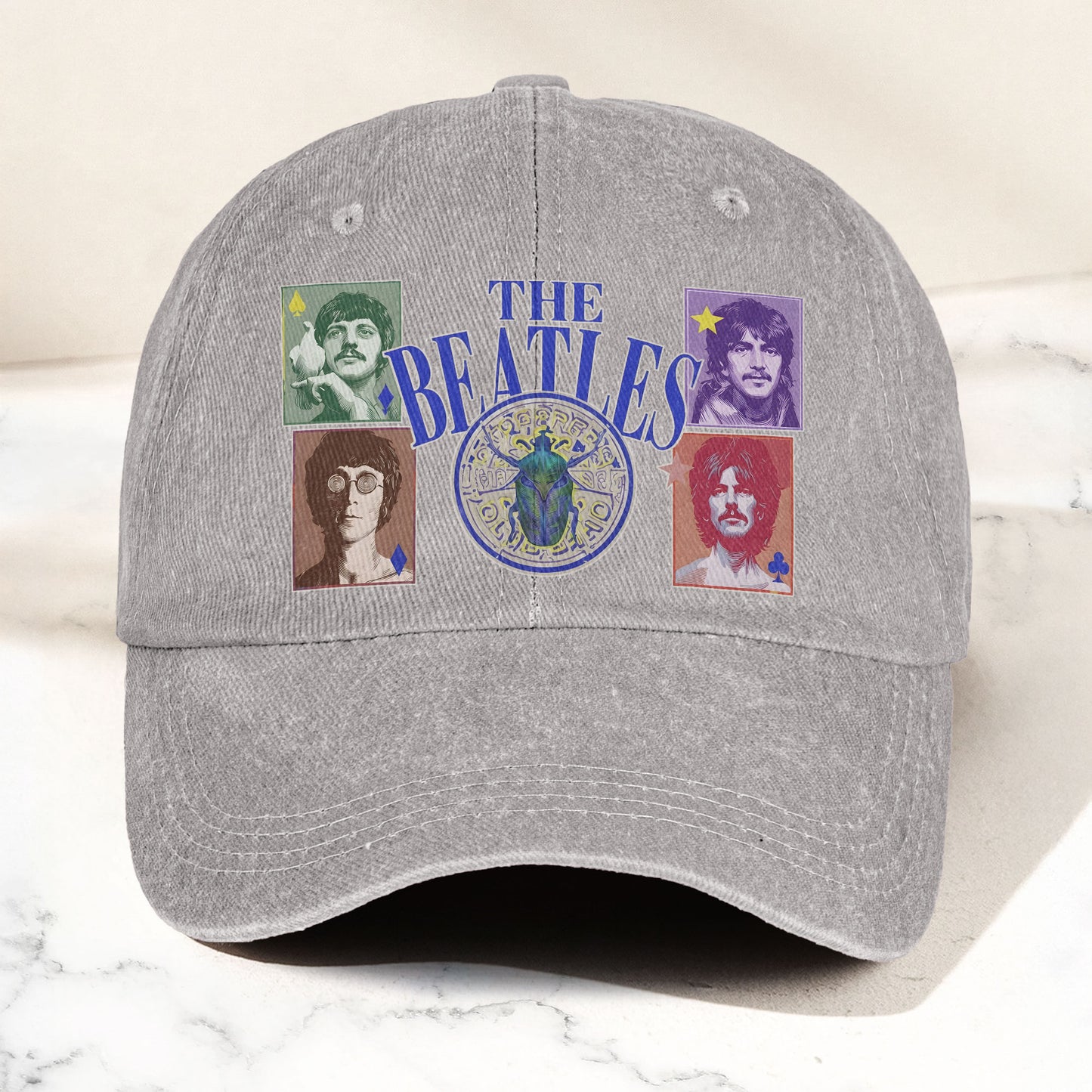 The Beatles Vintage Portraits Graphic Music Merch Denim Cap – Retro Vintage Dad Cap Gift For Dad (With Box)