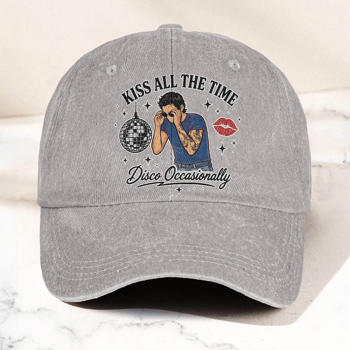 Harry Styles Kiss All The Time Disco Occasionally Music Merch Denim Cap – Retro Vintage Dad Cap Gift For Dad (With Box)