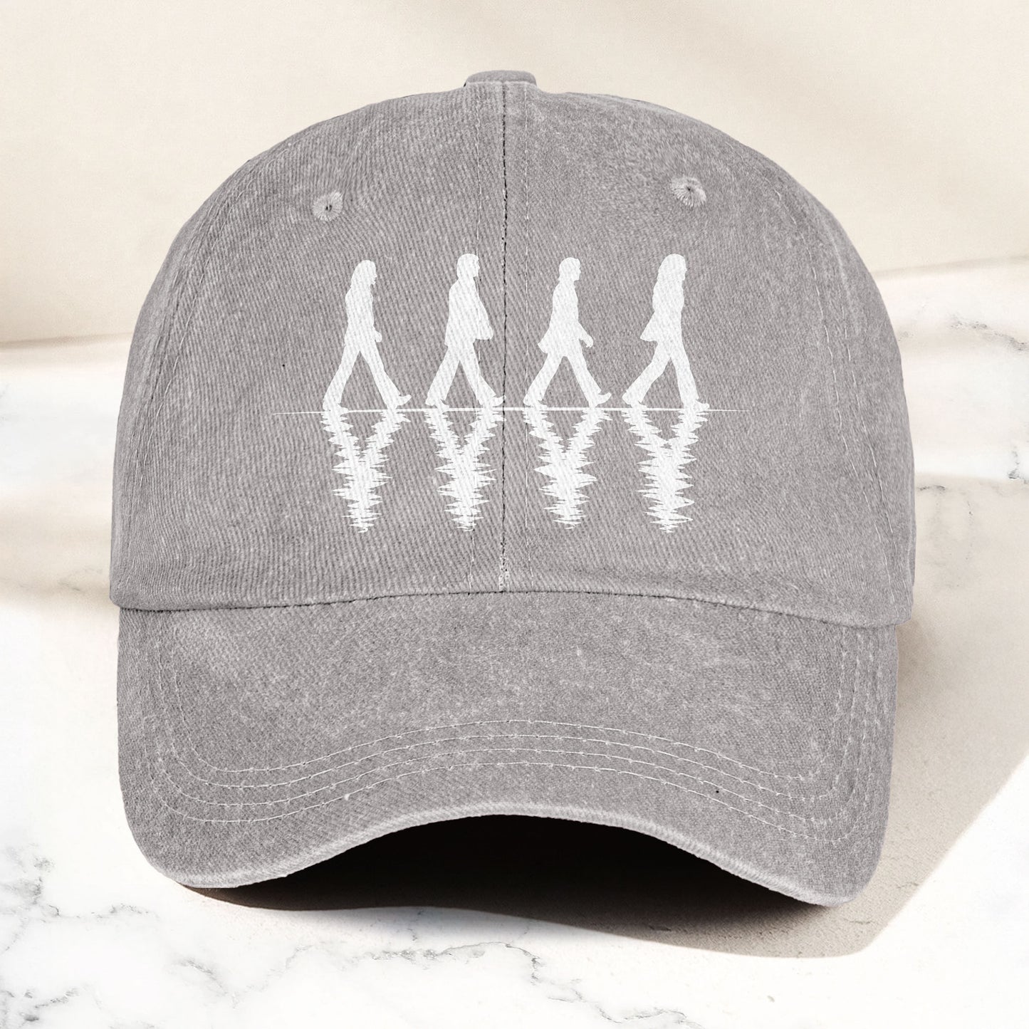 The Beatles Abbey Road Silhouette Graphic Music Merch Denim Cap – Retro Vintage Dad Cap Gift For Dad (With Box)