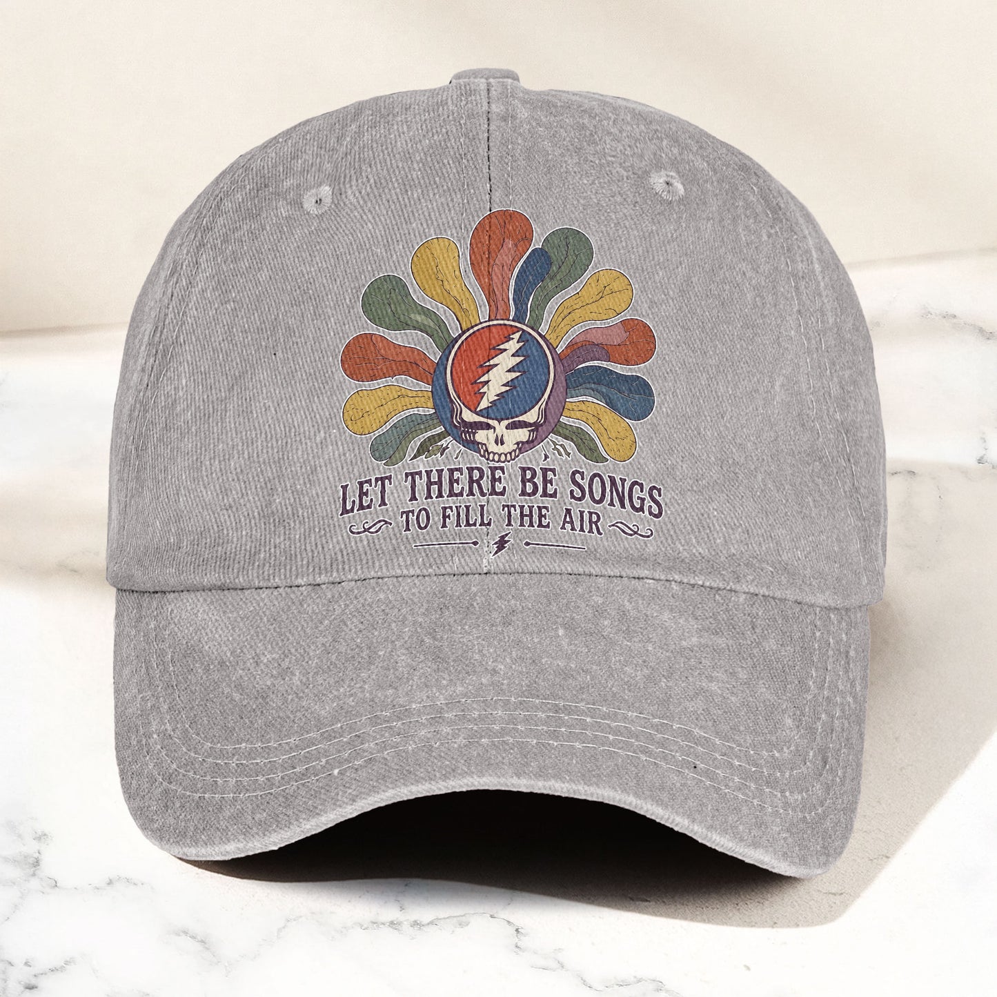 Grateful Dead Ripple Let There Be Songs To Fill The Air Steal Your Face Denim Cap – Retro Vintage Dad Cap Gift For Dad (With Box)