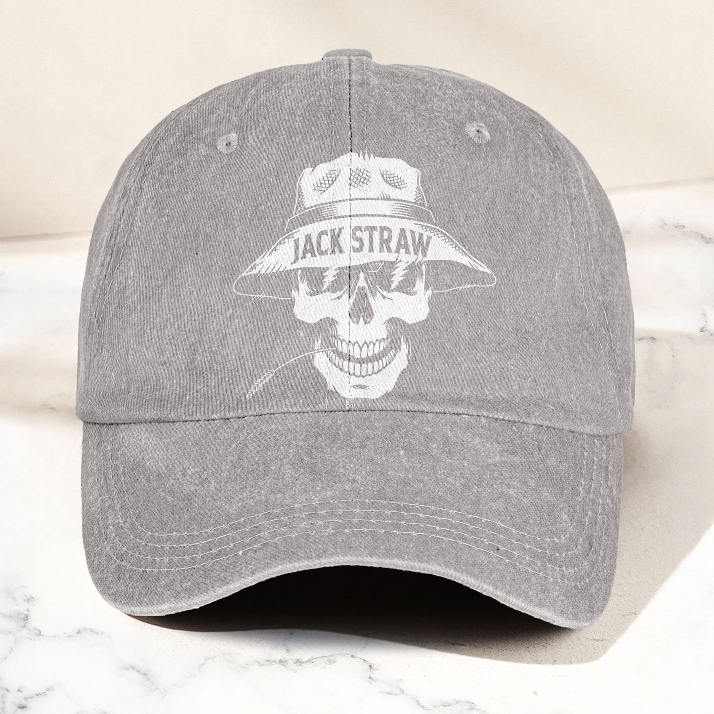 Grateful Dead Jack Straw Skull Lightning Eyes Music Merch Denim Cap – Retro Vintage Dad Cap Gift For Dad (With Box)
