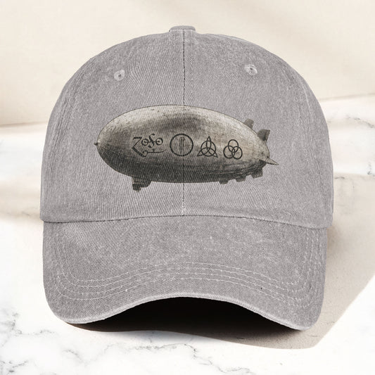 Led Zeppelin Zoso Four Symbols Airship Graphic Denim Cap – Retro Vintage Dad Cap Gift For Dad (With Box)