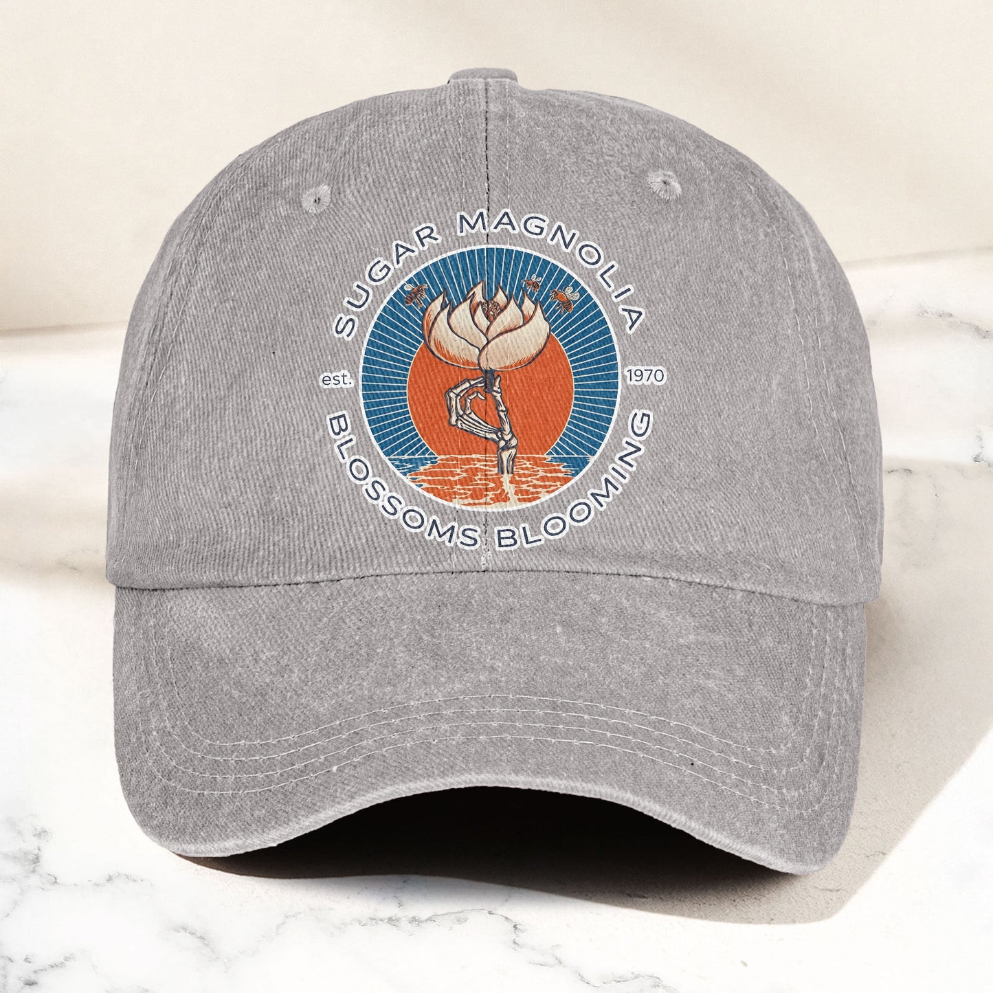 Grateful Dead Sugar Magnolia Blossoms Blooming Vintage Denim Cap – Retro Vintage Dad Cap Gift For Dad (With Box)