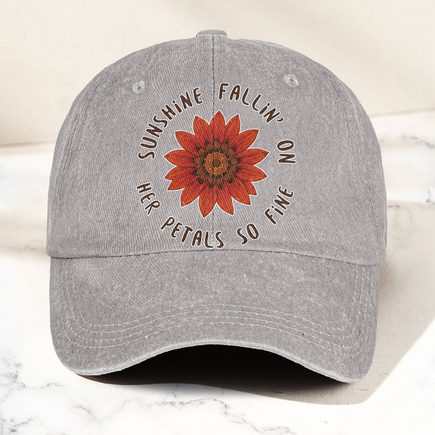 Grateful Dead Red Daisy Sunshine Fallin' On Her Petals So Fine Lyrics Music Merch Denim Cap – Retro Vintage Dad Cap Gift For Dad (With Box)