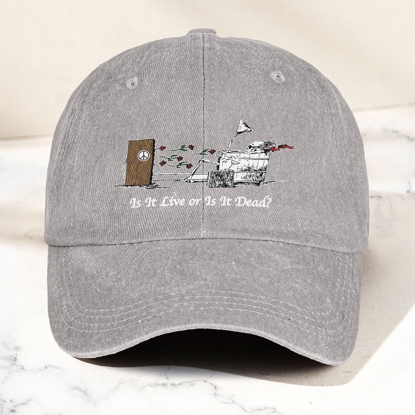 Grateful Dead Is It Live Or Is It Dead Music Merch Denim Cap – Retro Vintage Dad Cap Gift For Dad (With Box)