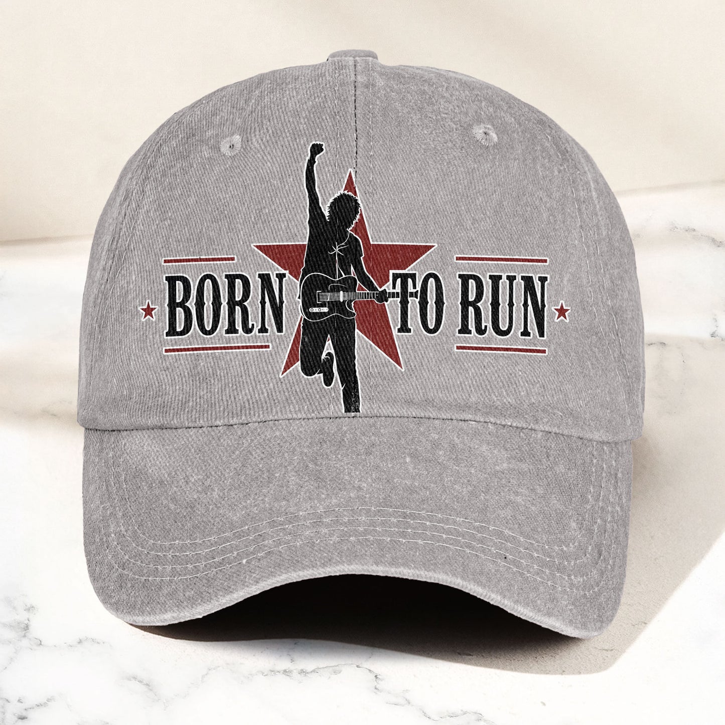 Bruce Springsteen Born To Run Music Merch Denim Cap – Retro Vintage Dad Cap Gift For Dad (With Box)