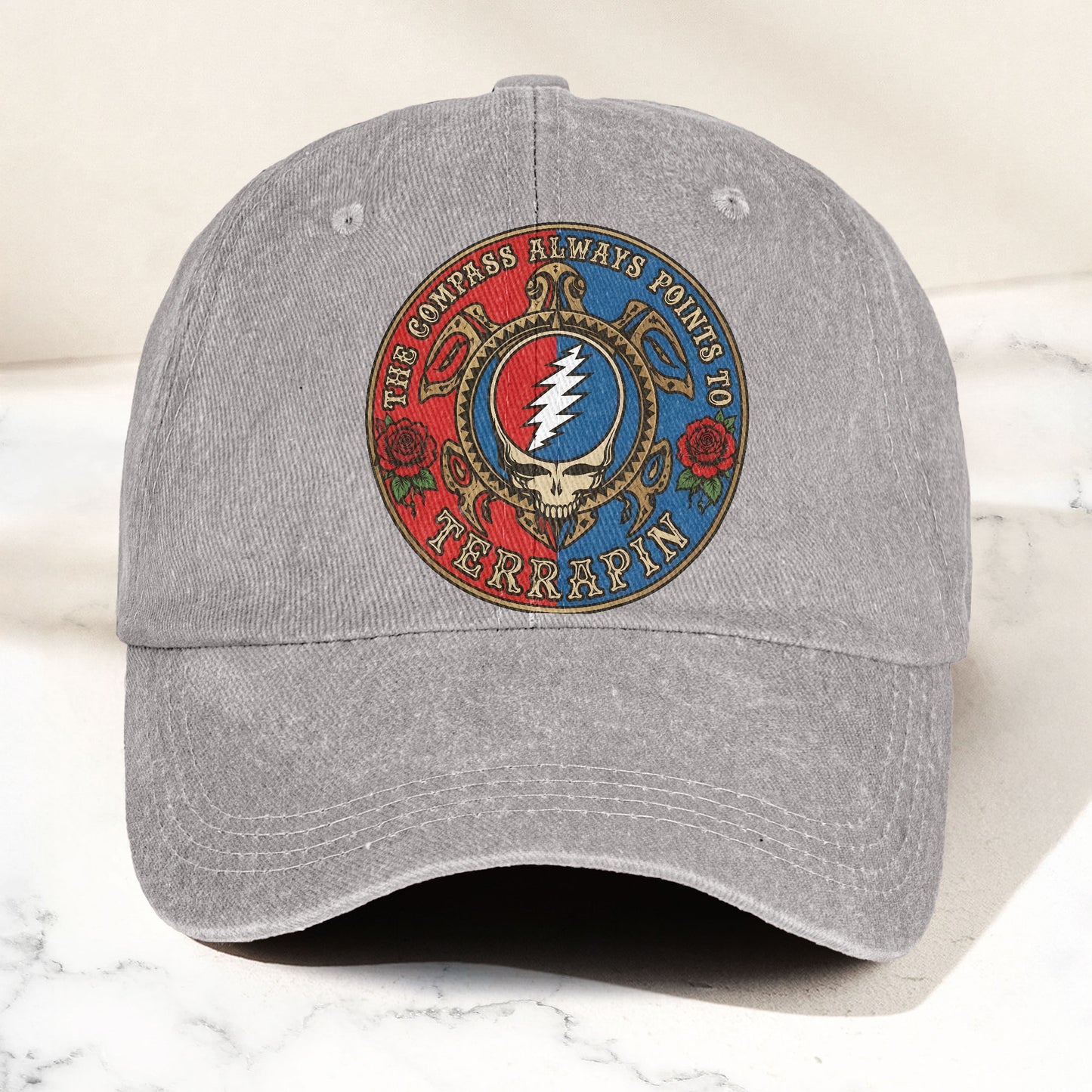 Grateful Dead Terrapin Station Compass Points Denim Cap – Retro Vintage Dad Cap Gift For Dad (With Box)