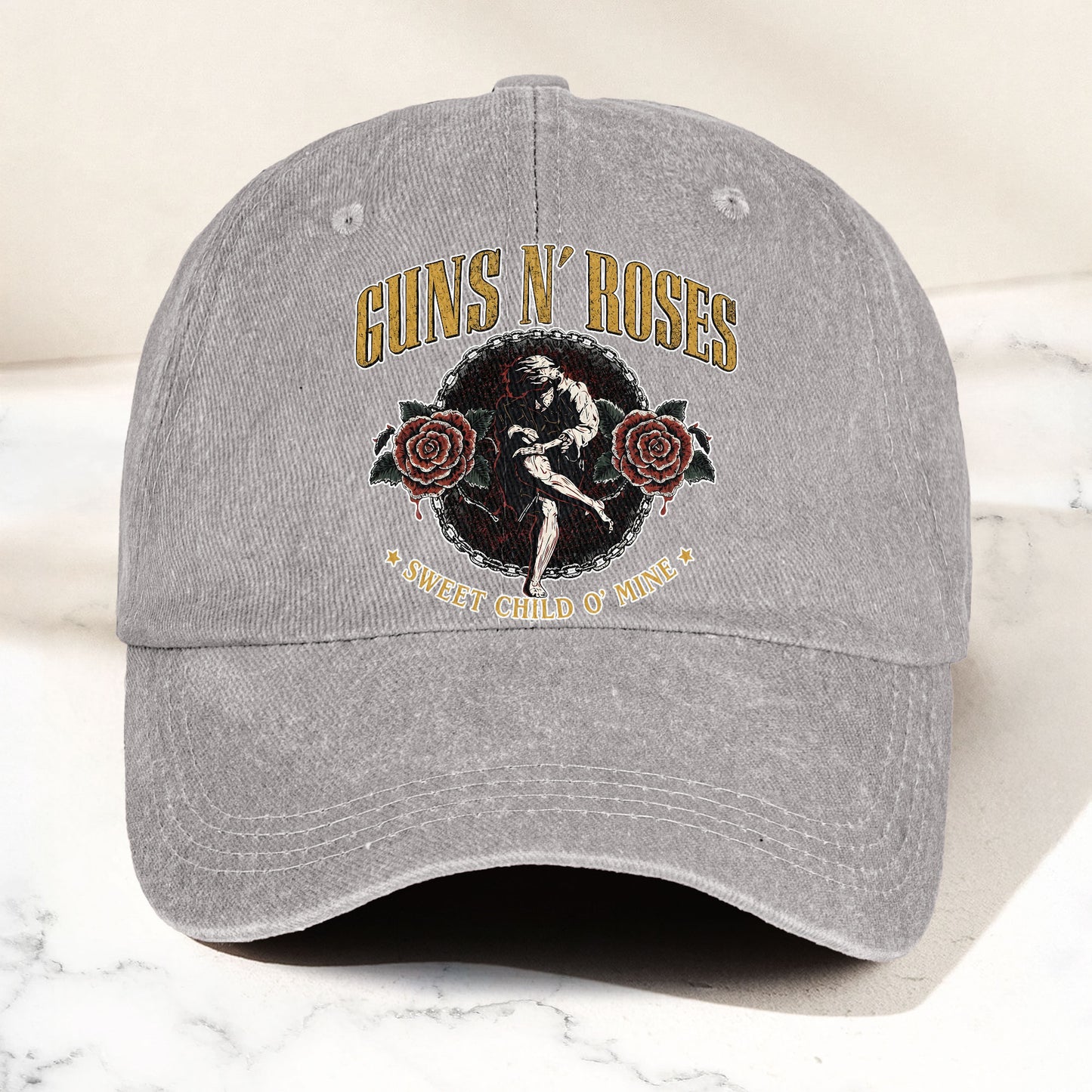 Guns N Roses Sweet Child O Mine Rock Music Merch Denim Cap – Retro Vintage Dad Cap Gift For Dad (With Box)