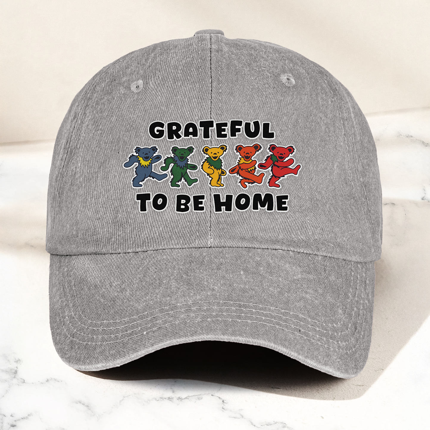 Grateful Dead Denim Cap – Dancing Bears “Grateful To Be Home” Dad Hat ( With Box)