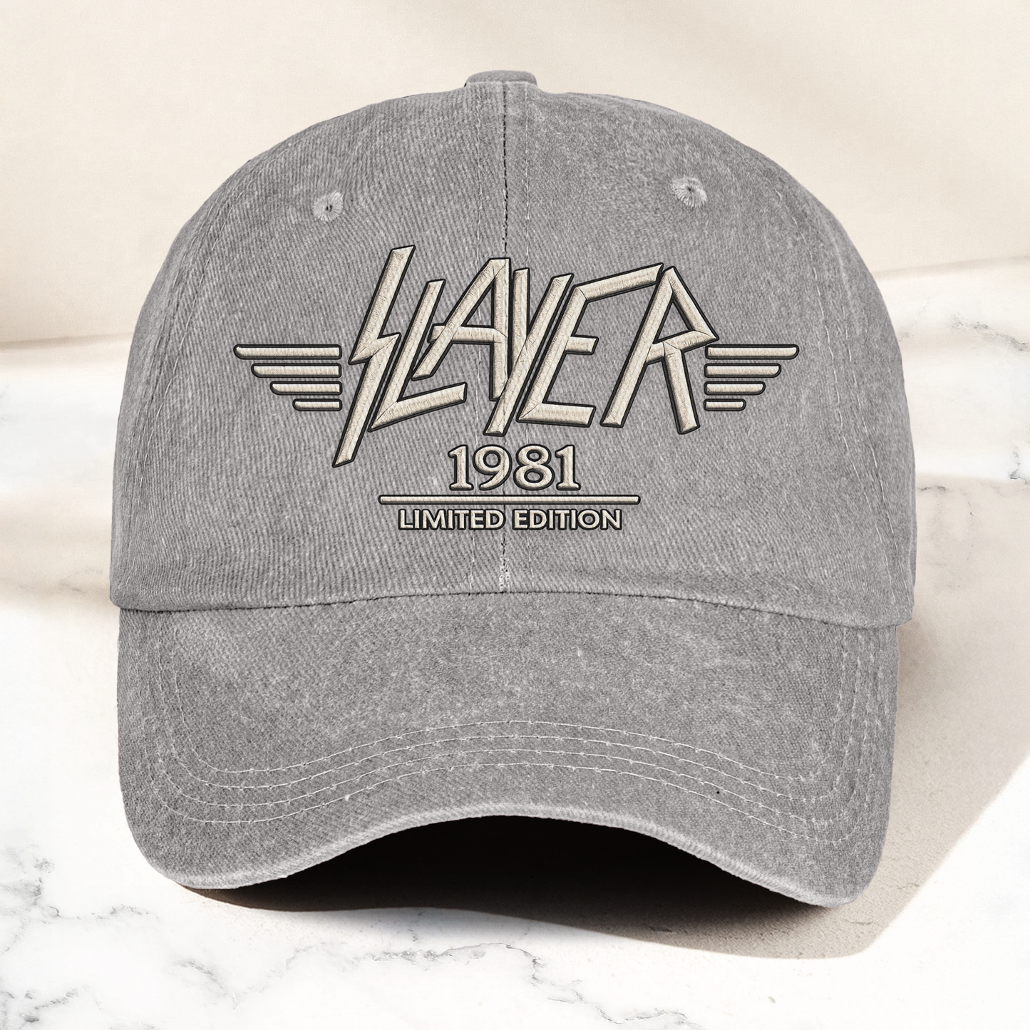 Slayer Band Logo Est 1981 Denim Cap – Retro Vintage Dad Cap Gift For Dad (With Box)
