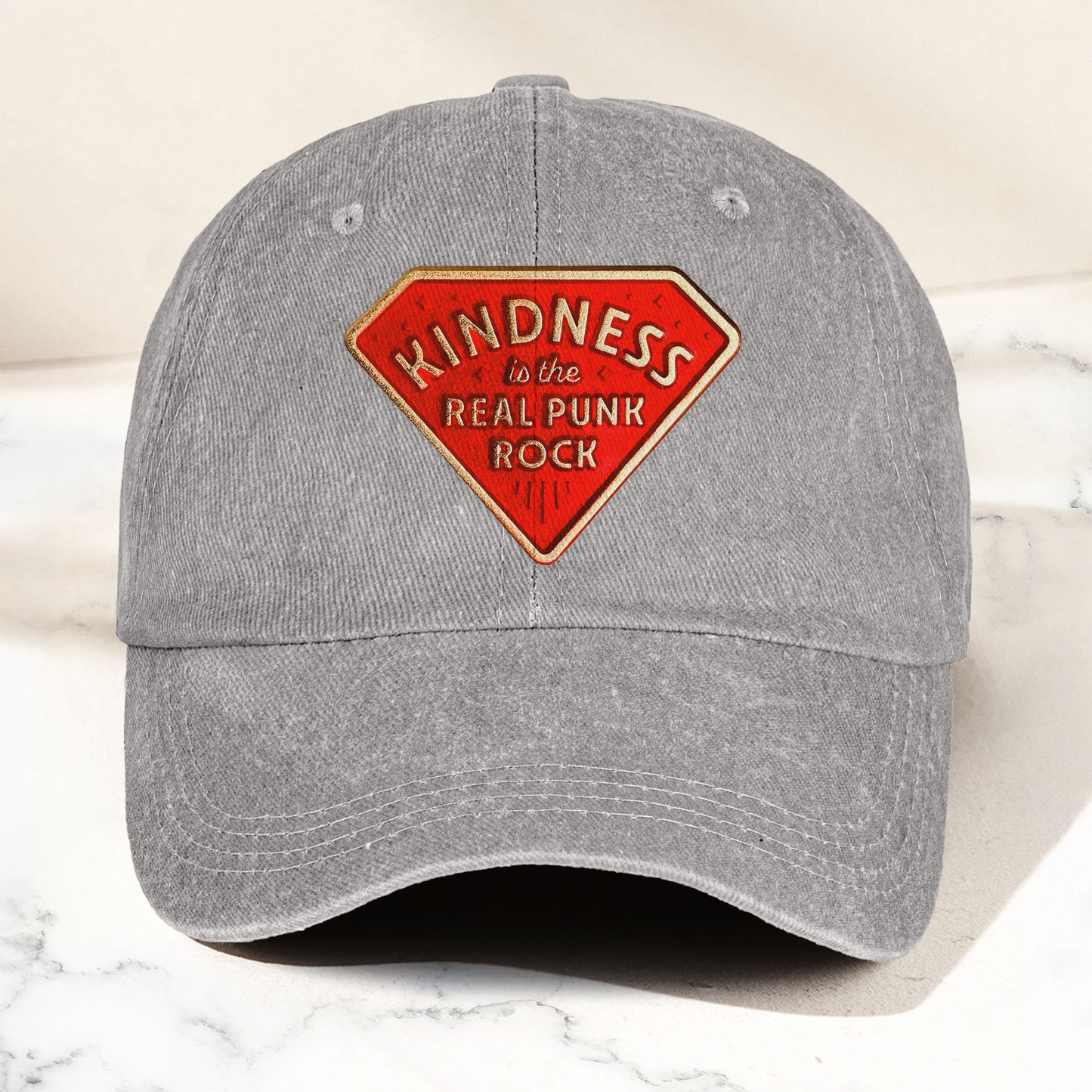Kindness is the Real Punk Rock Denim Cap – Retro Punk Rock Music Fan Cap Gift For Dad (With Box)