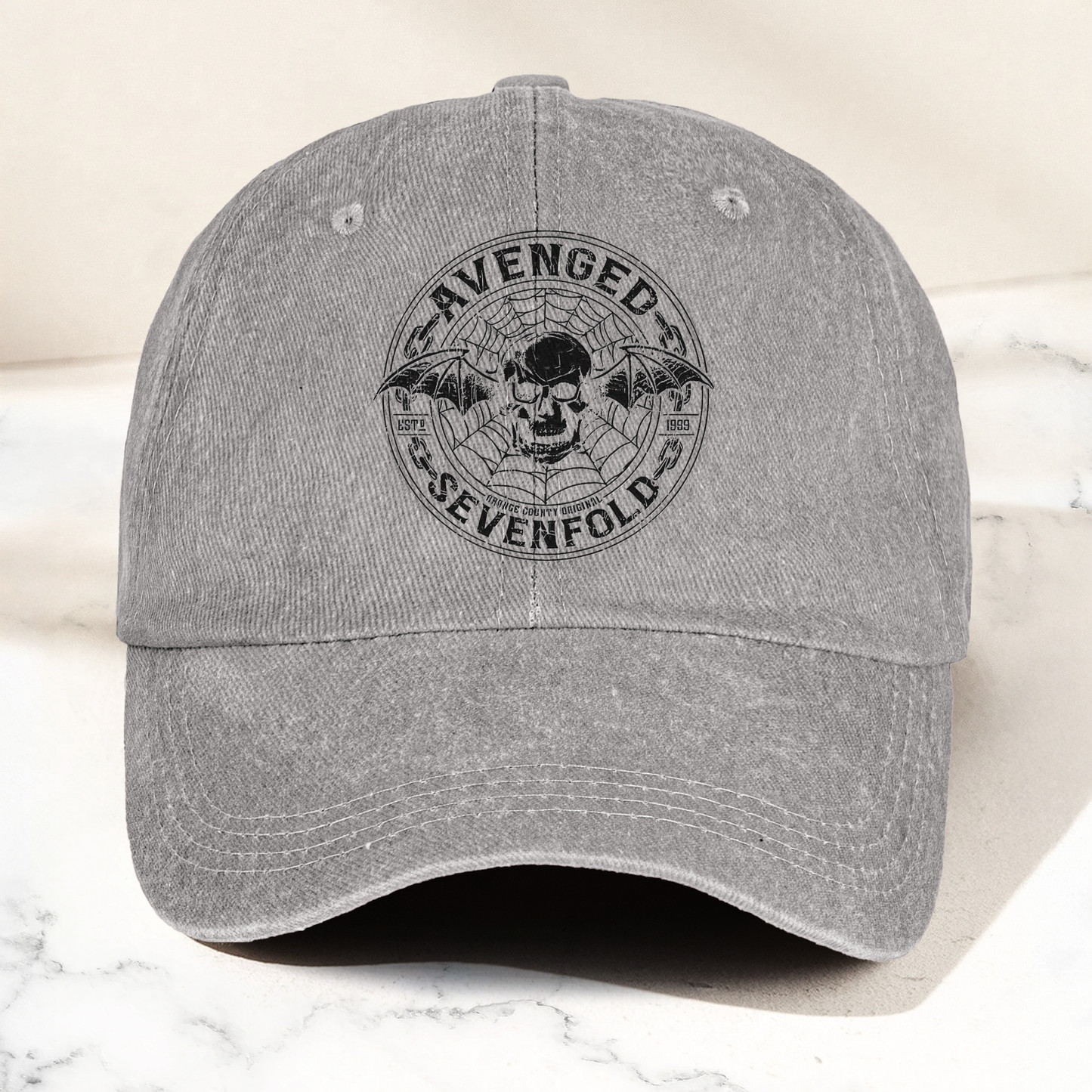 Avenged Sevenfold Deathbat Logo Denim Cap – Retro Vintage Dad Cap Gift For Dad (With Box)