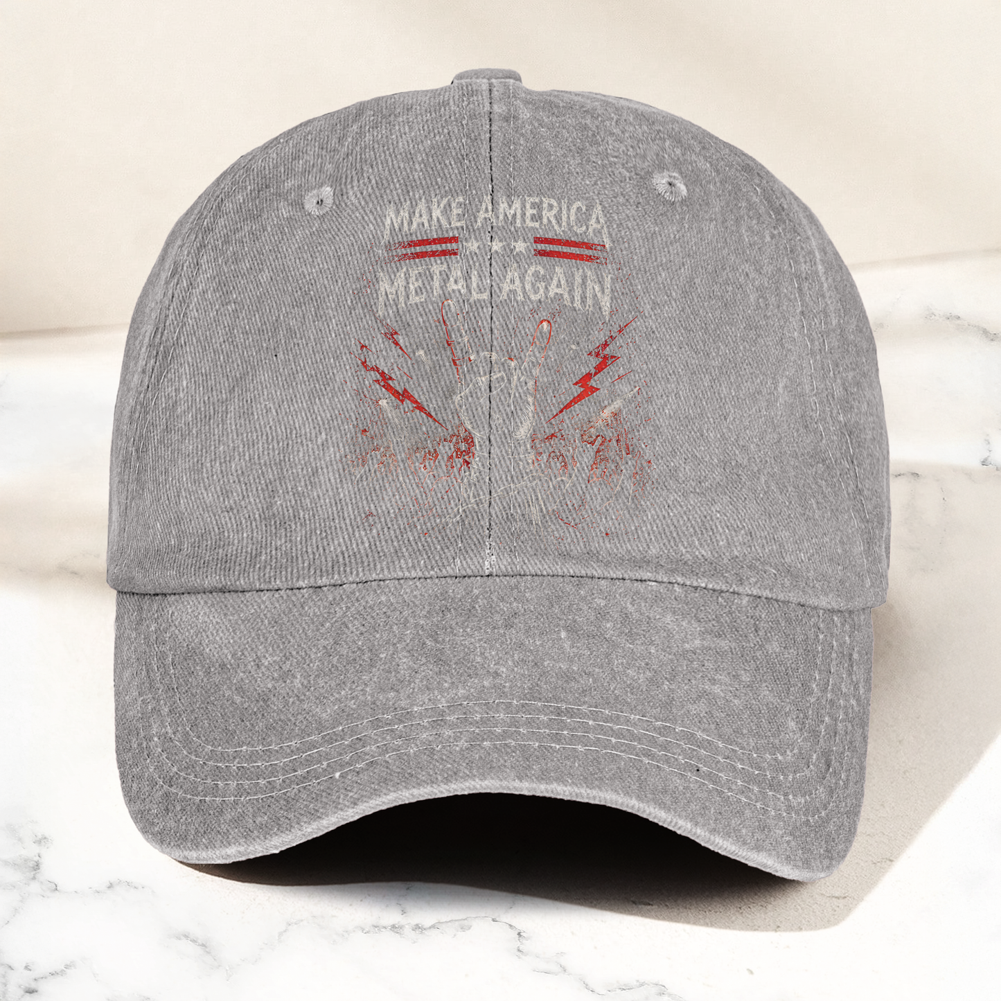 Make America Metal Again Denim Cap – Heavy Metal Emo Dad Cap Gift For Dad (With Box)