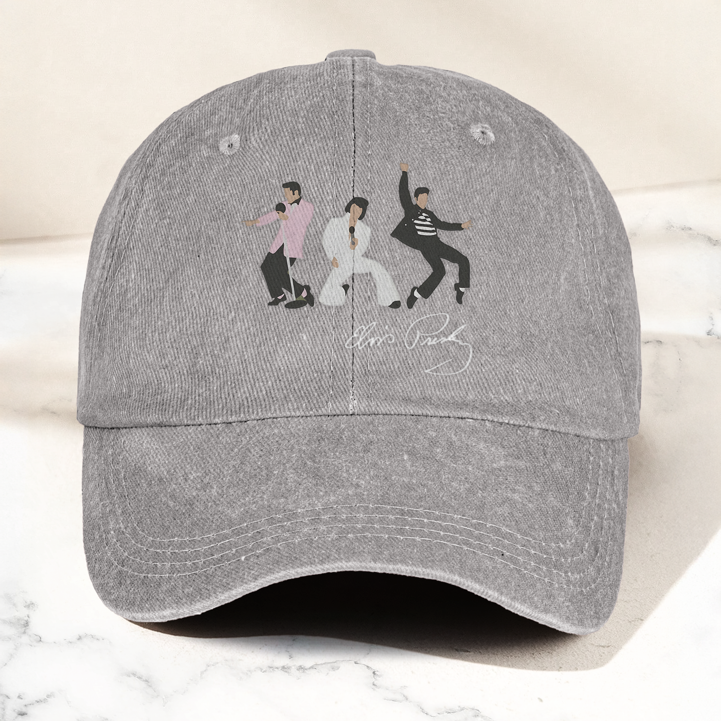 Elvis Presley With Sign Graphic Denim Cap – Vintage Elvis Presley Album Merch Gift for Dad (With Box)