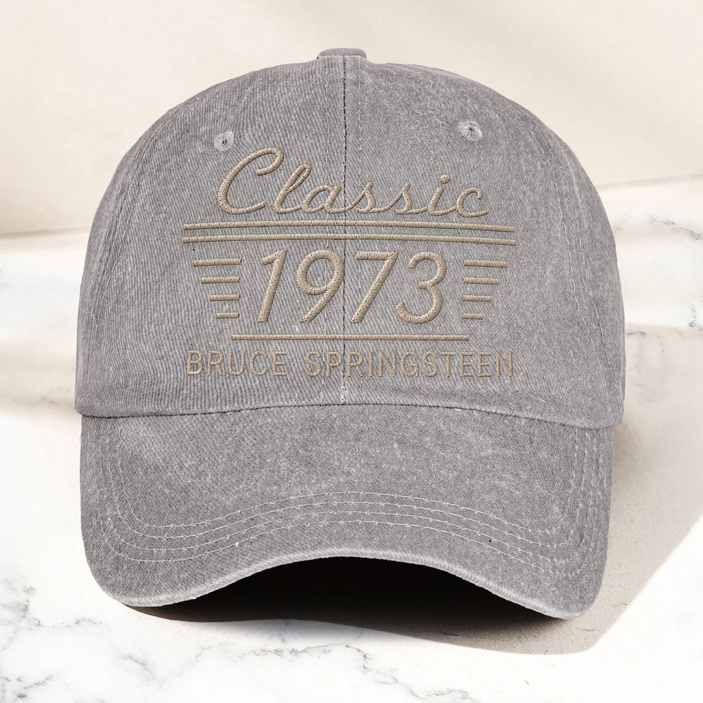Bruce Springsteen Classic 1973 Est Heartland Rock Band Music Merch Graphic Denim Cap – Retro Vintage Dad Cap Gift For Dad (With Box)