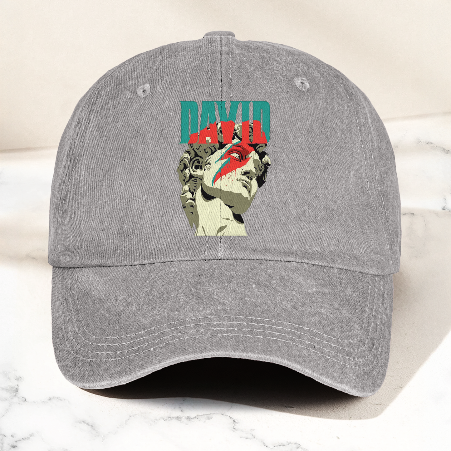 David Bowie Michelangelo David Statue Denim Cap – Retro Music Fan Cap Gift For Dad (With Box)