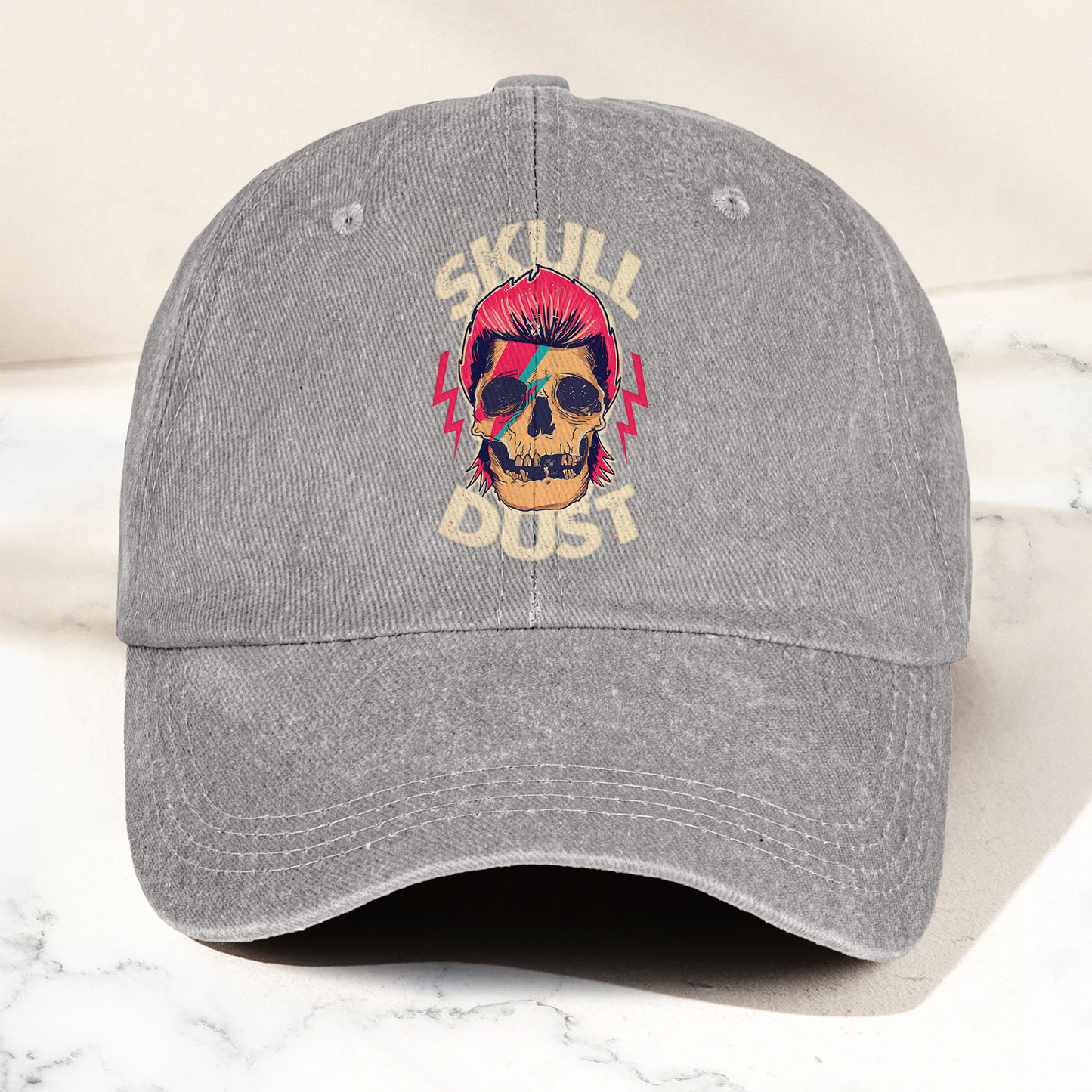 David Bowie Skull Ziggy Stardust Denim Cap – Retro Punk Rock Music Fan Cap Gift For Dad (With Box)