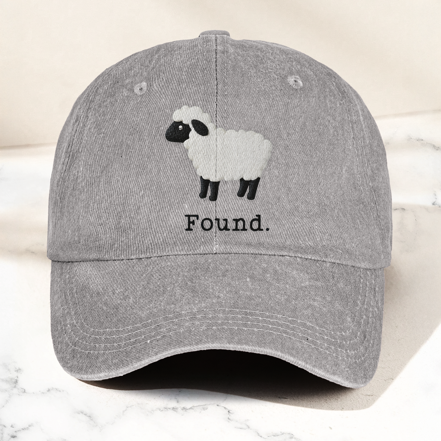 Found Lost Sheep Christian Faith Denim Cap – Vintage Dad Cap Gift For Dad (With Box)