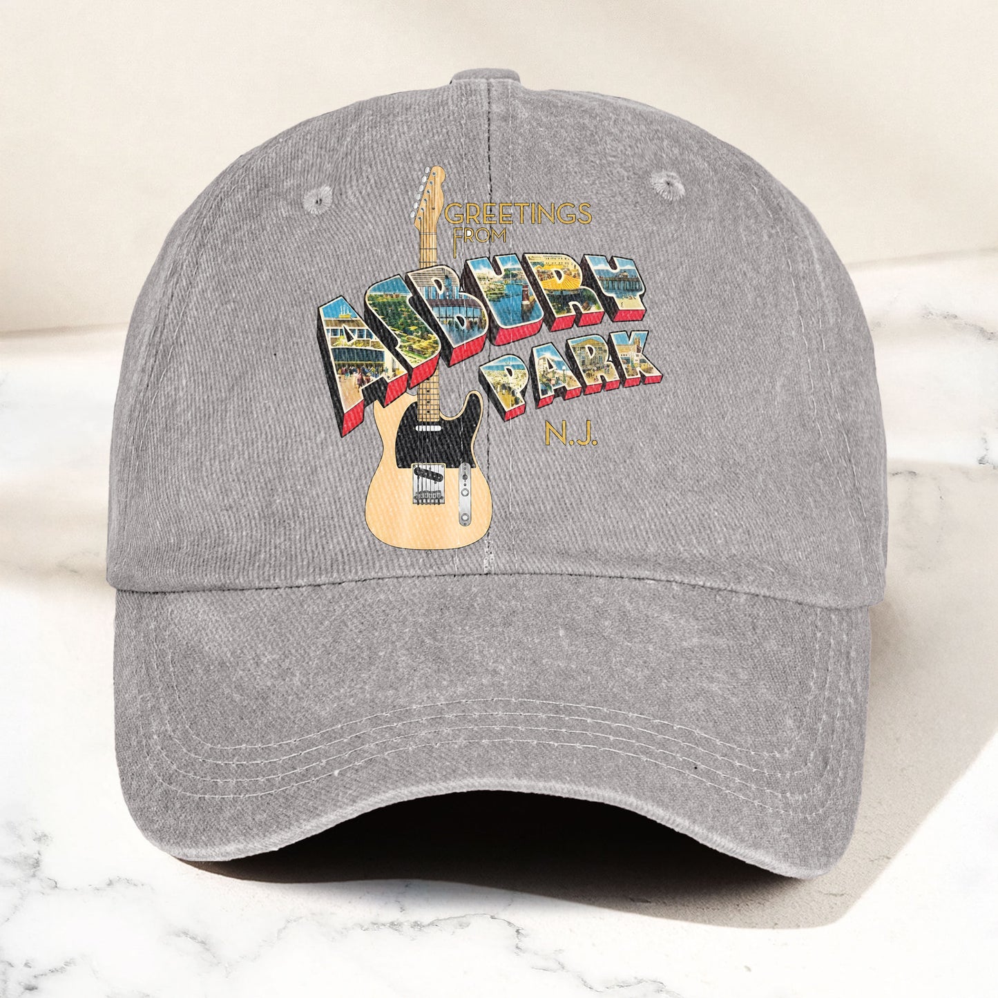 Bruce Springsteen Greetings From Asbury Park Vintage Rock Band Denim Cap- Retro Vintage Dad Cap Gift For Dad (With Box)