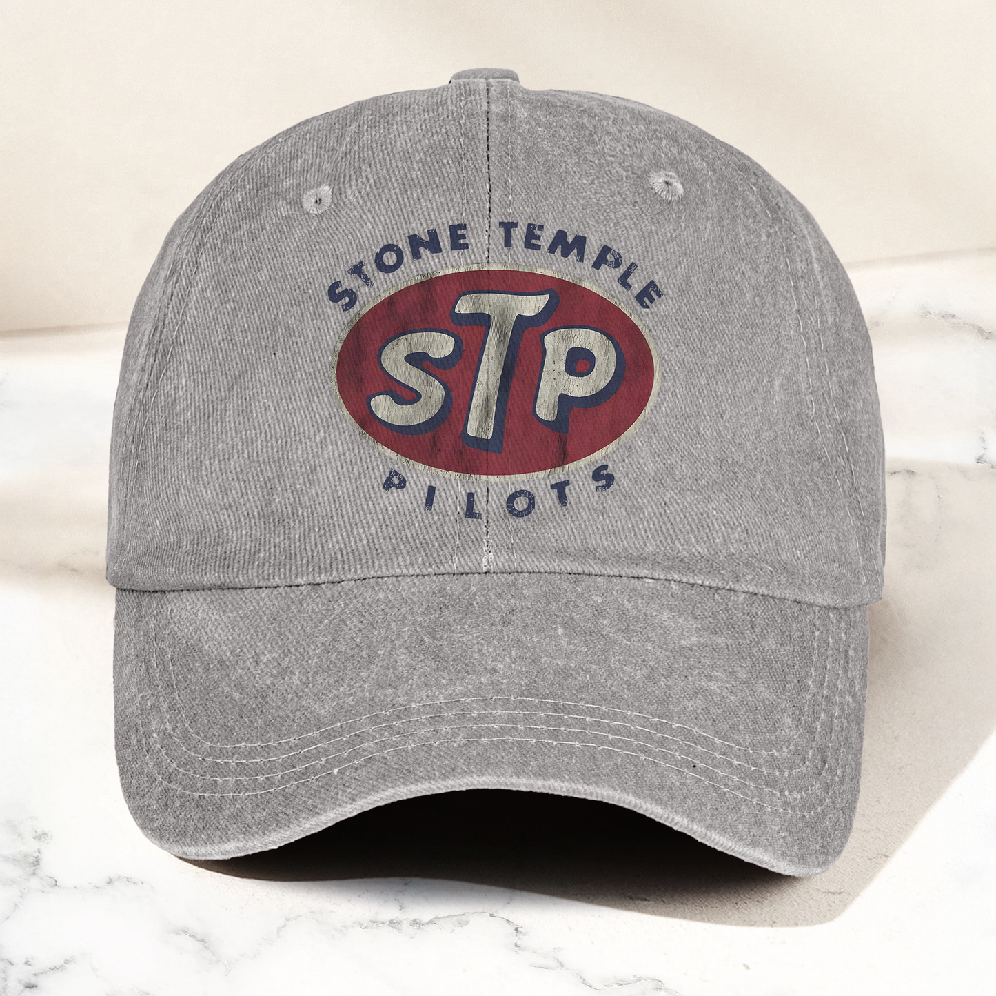 Stone Temple Pilots STP Logo Vintage Denim Cap – Retro Rock Band Cap Gift For Dad (With Box)