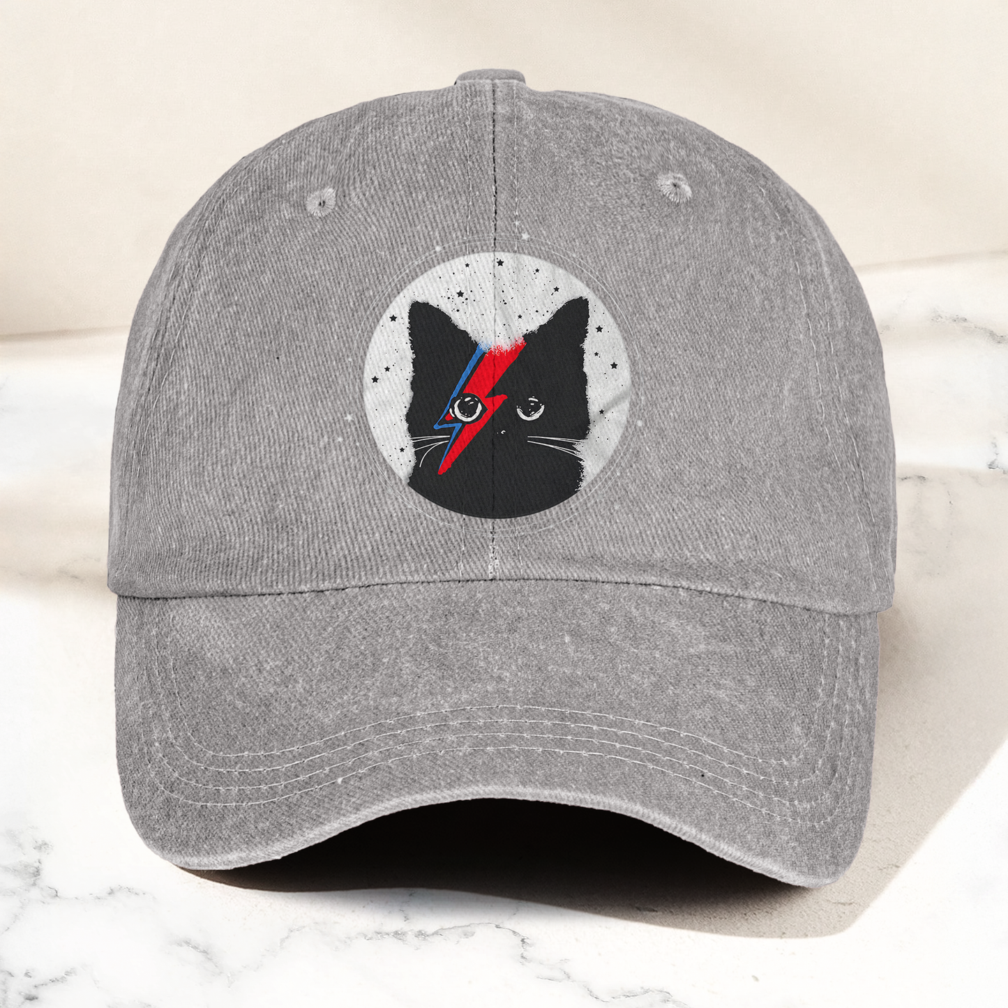 Ziggy Stardust Cat David Bowie Vintage Denim Cap – Retro Music David Bowie Cap Gift For Dad (With Box)