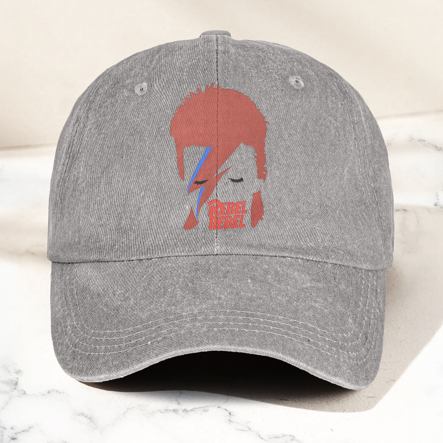 David Bowie Ziggy Stardust Rebel Rebel Denim Cap – Retro Music Fan Cap Gift For Dad (With Box)