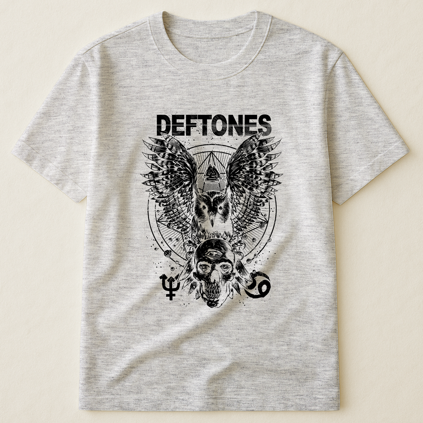Deftones Owl and Skull T-Shirt – Retro Rock Music Band Deftones Merch Tee
