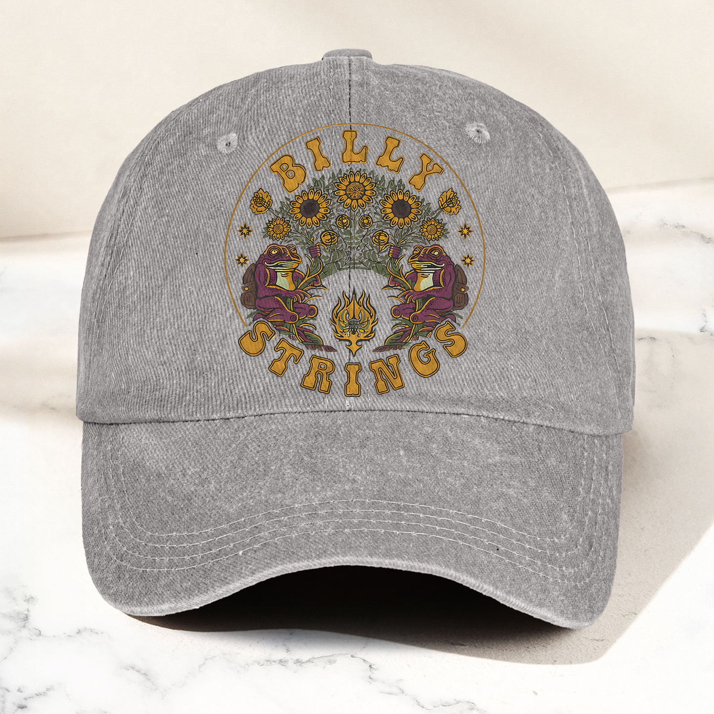 Billy Strings Sunflowers Frog Graphic Cosmic Bluegrass Retro Denim Cap – Retro Vintage Dad Cap Gift For Dad (With Box)