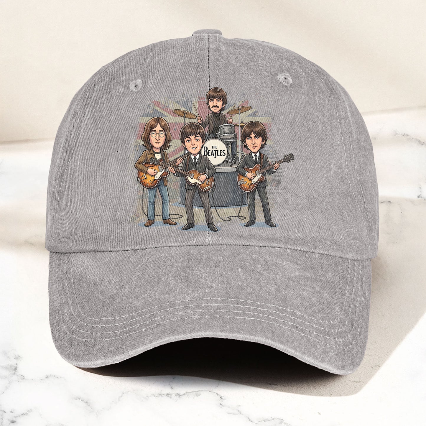 The Beatles And Their Instruments Cartoon Denim Cap – Retro Music Fan Cap Gift For Dad (With Box)