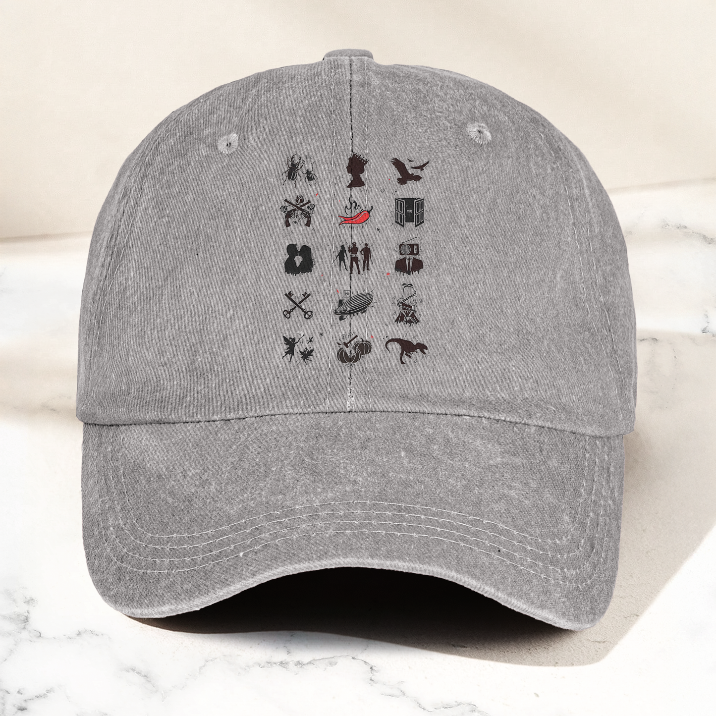 Talking Heads Symbols Cap – Vintage Washed Black Dad Hat, Minimalist Alternative Rock Icon Hat (With Box)