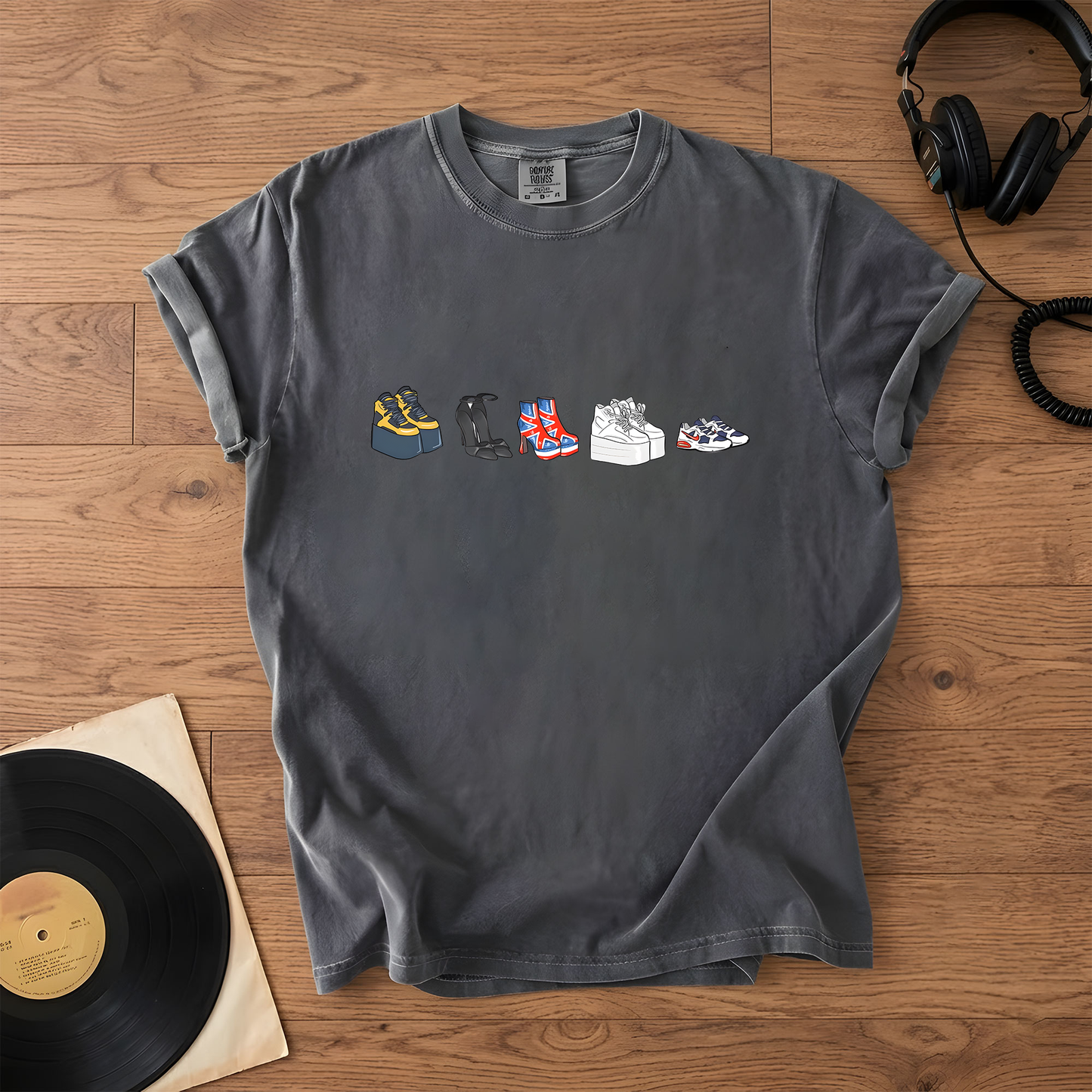 90s Girl Band Shoes Graphic T-Shirt – Retro Music Band Merch Tee