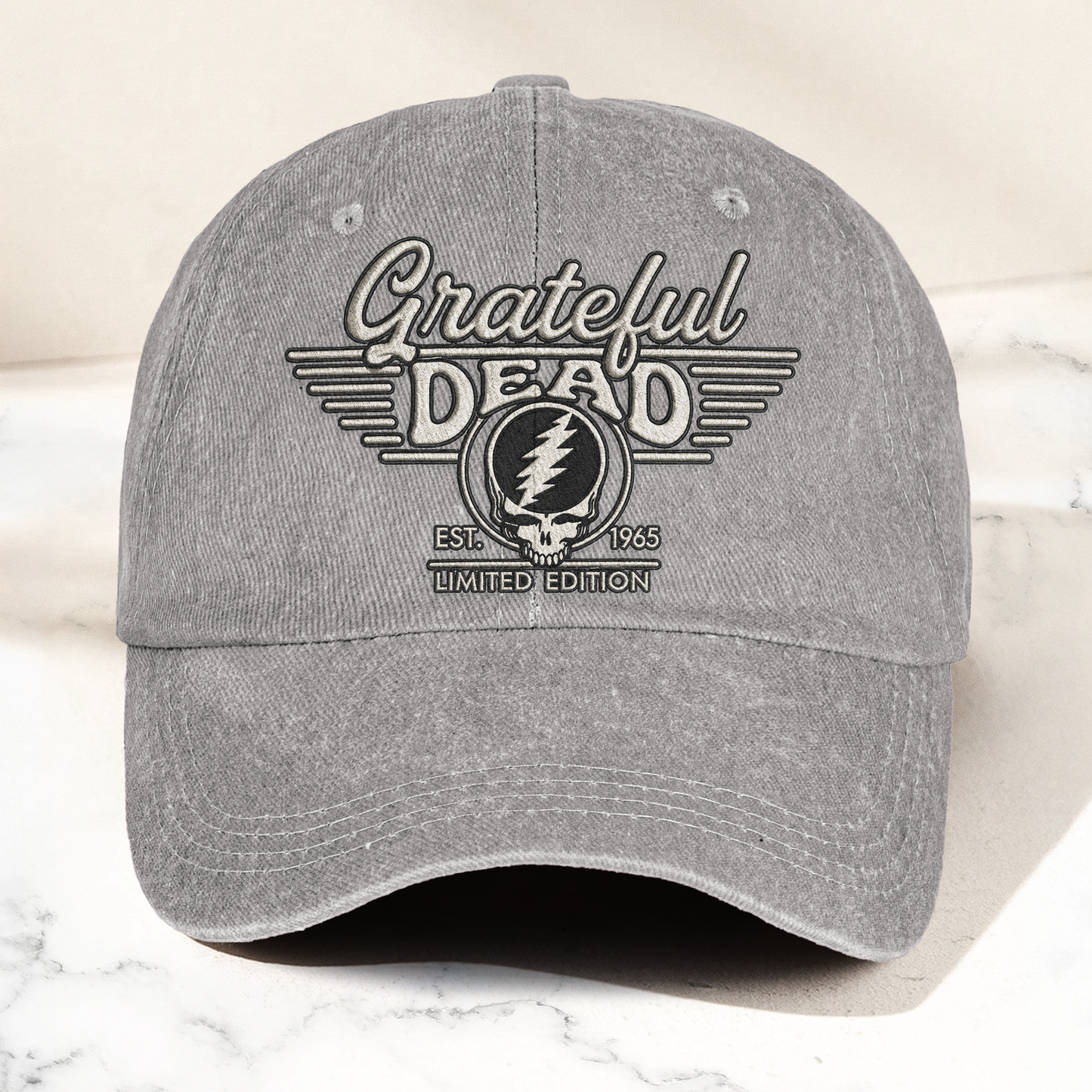 Grateful Dead Steal Your Face Est 1965 Denim Cap – Retro Vintage Dad Cap Gift For Dad (With Box)