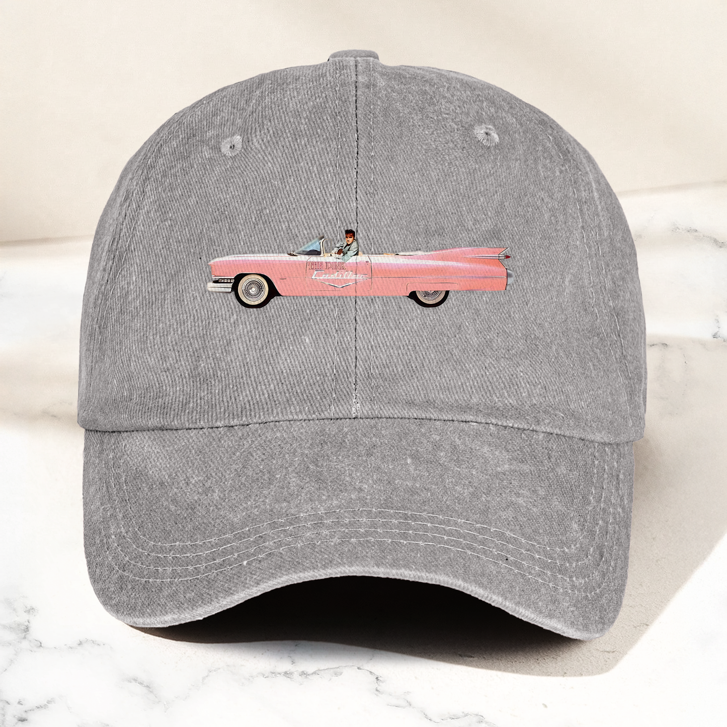 Elvis Presley The Pink Car Denim Cap – Vintage Elvis Presley Merch Gift for Dad (With Box)