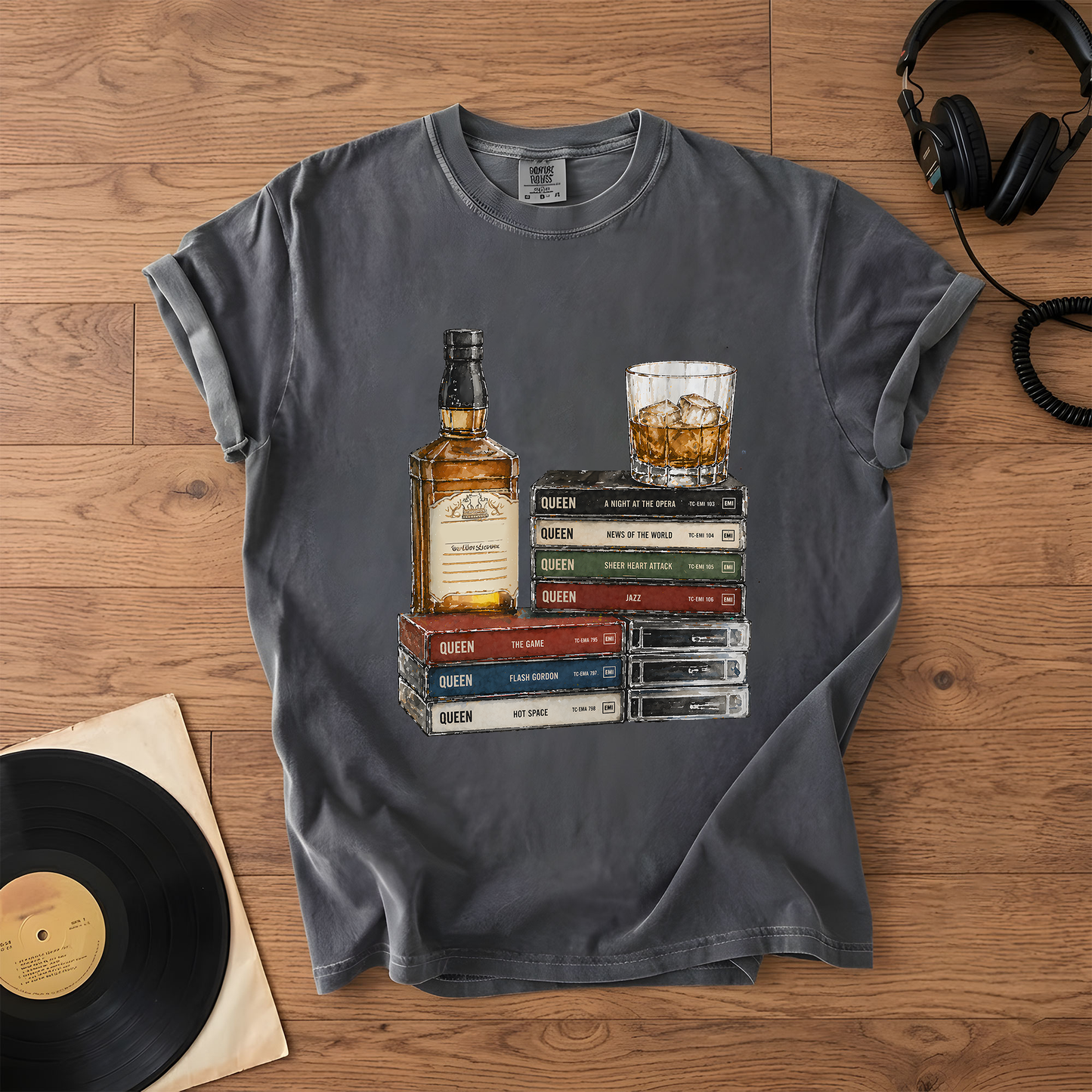 Queen Band Cassette Album Collection T-Shirt – Retro Rock Music Queen Band Merch Tee