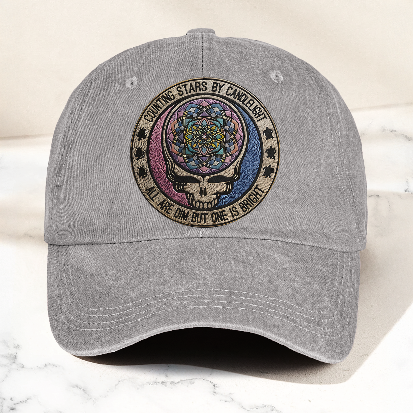 Grateful Dead Steal Your Face Terrapin Station Song Denim Cap – Retro Vintage Dad Cap Gift For Dad (With Box)